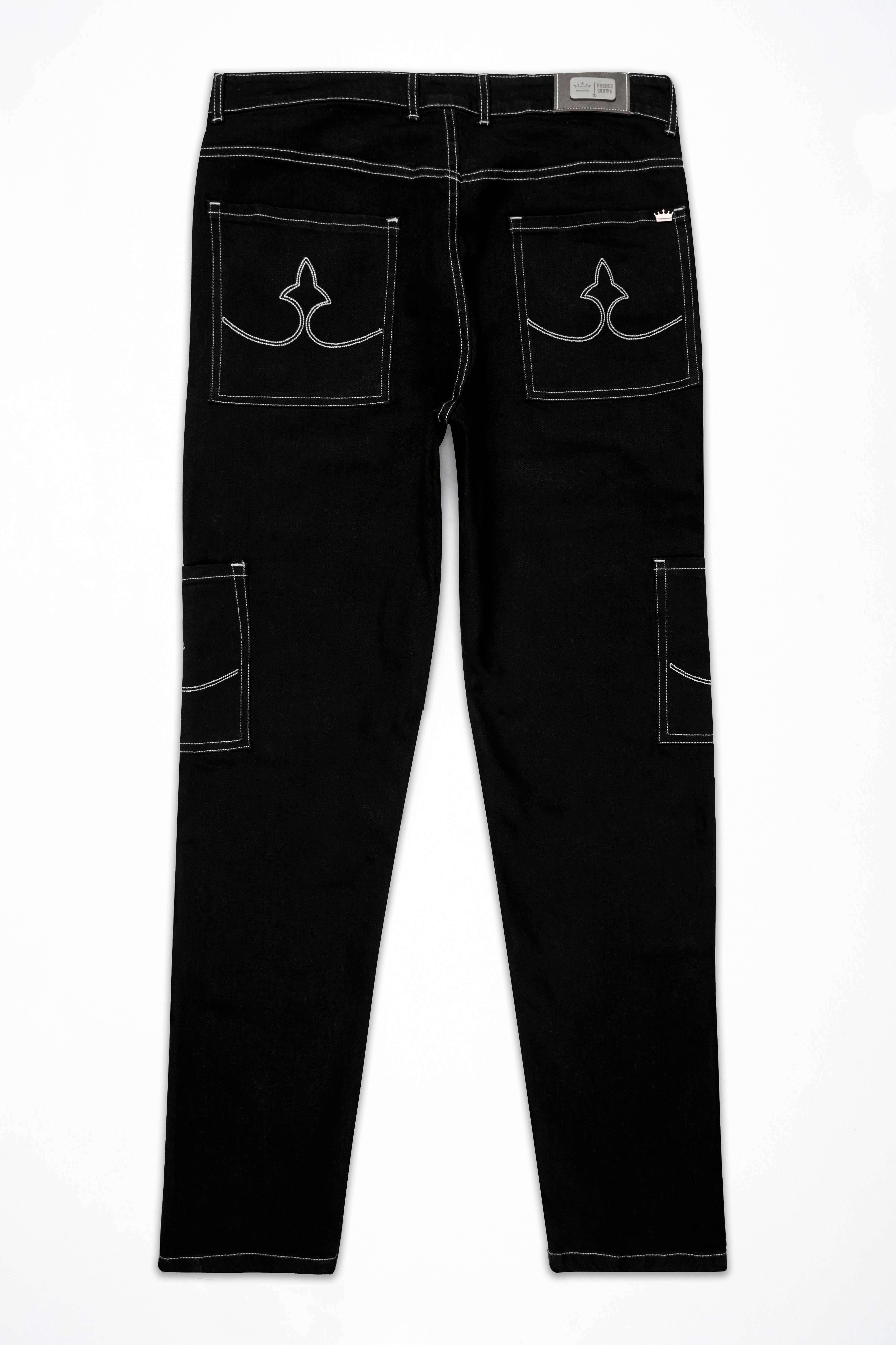 Men’s Korean Straight Jeans Fashion Contrast Color Stitching Mid-waist  Stretch Denim Long Pants