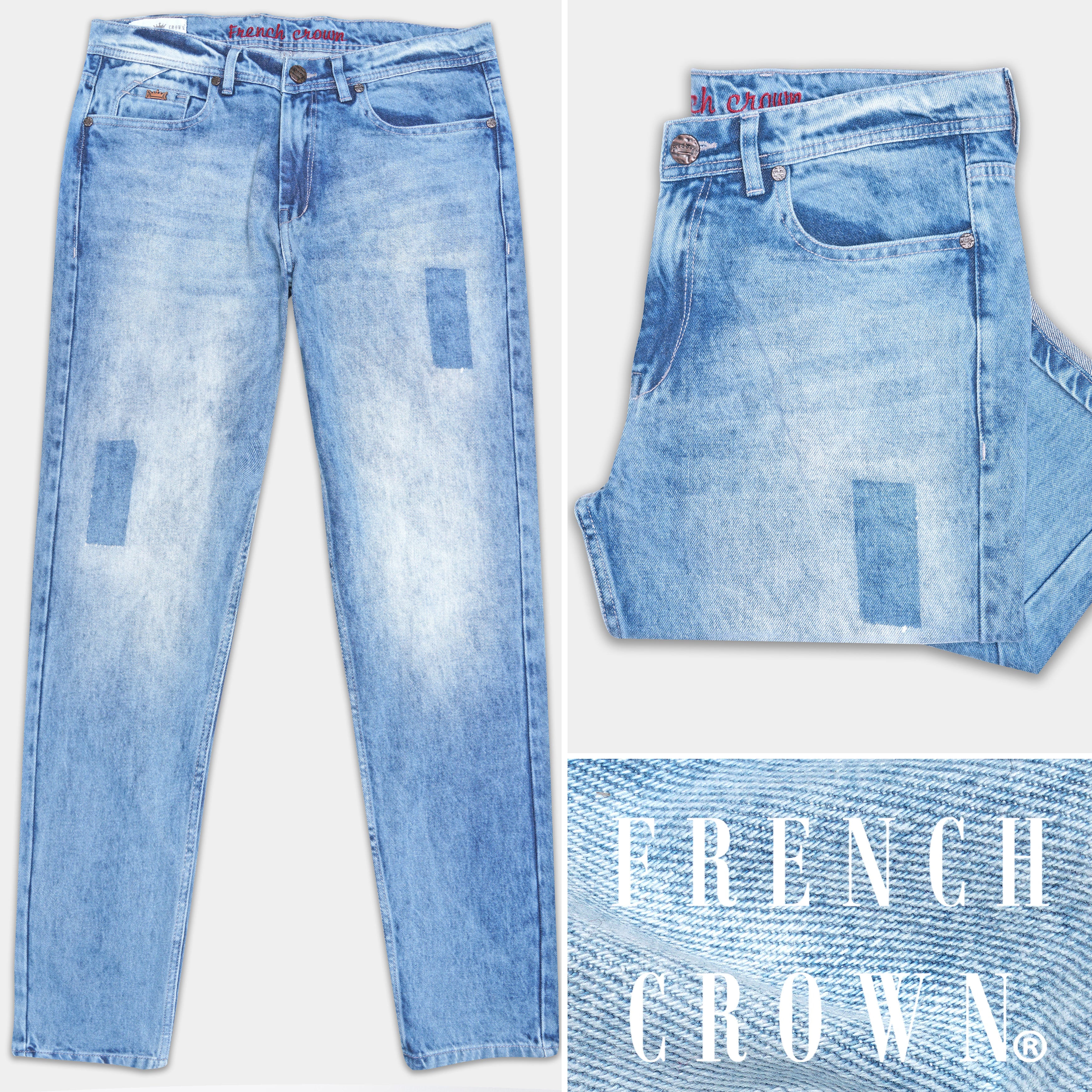 Glacier Blue Slim Fit Mid-Rise Clean Look Denim Jeans