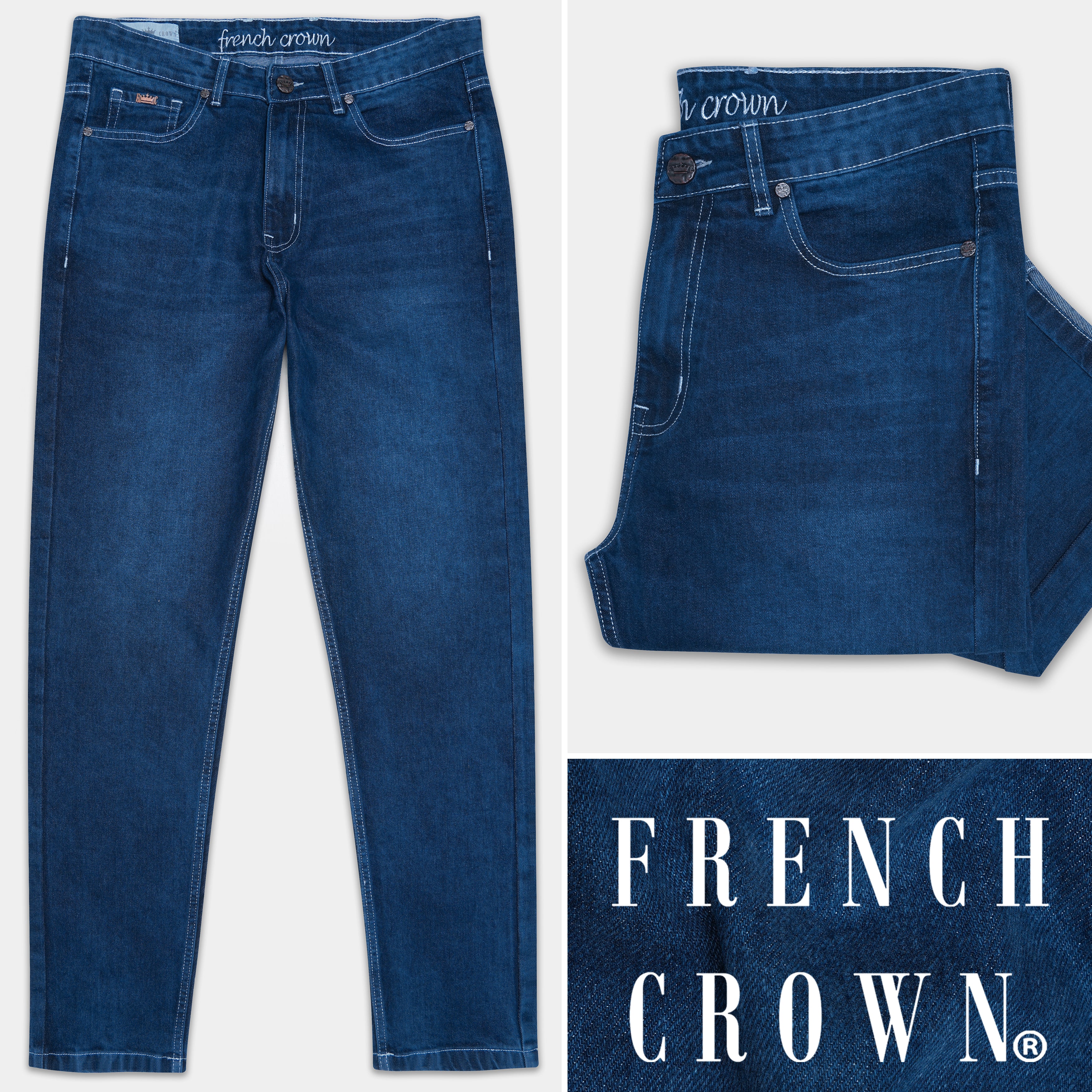 Nile Blue Slim Fit Mid-Rise Clean Look Denim Jeans