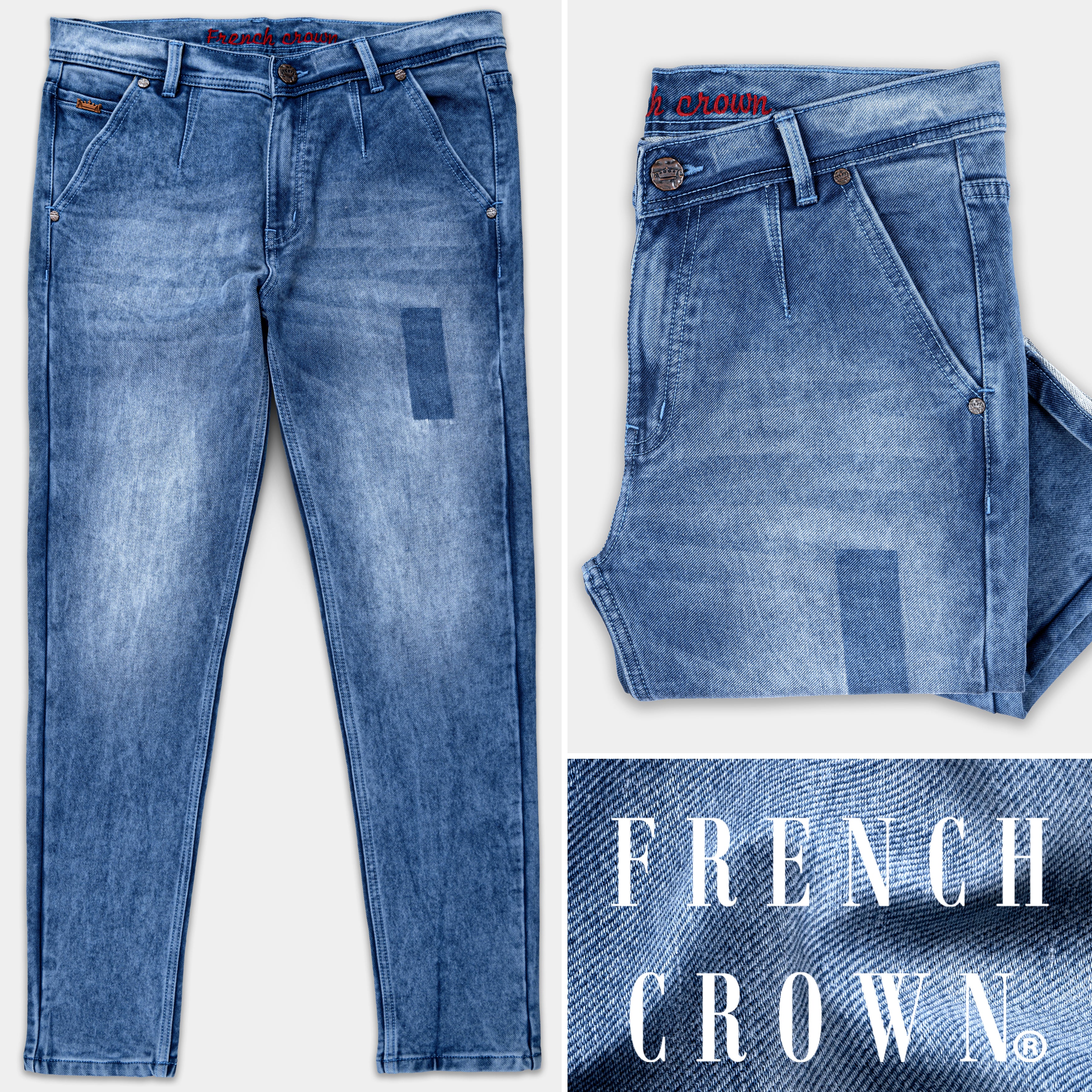 Waikawa Blue Stone Slim Fit Mid-Rise Clean Look Denim Jeans