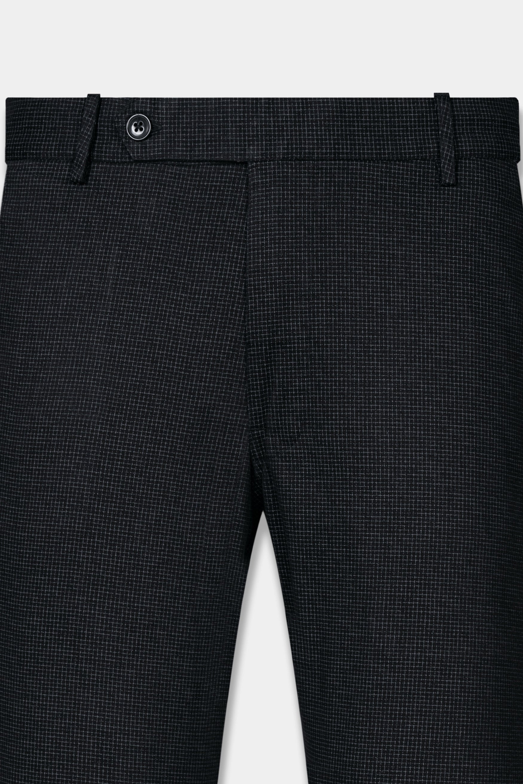 Mirage Blue Micro Checkered Premium Cotton Chinos Pant