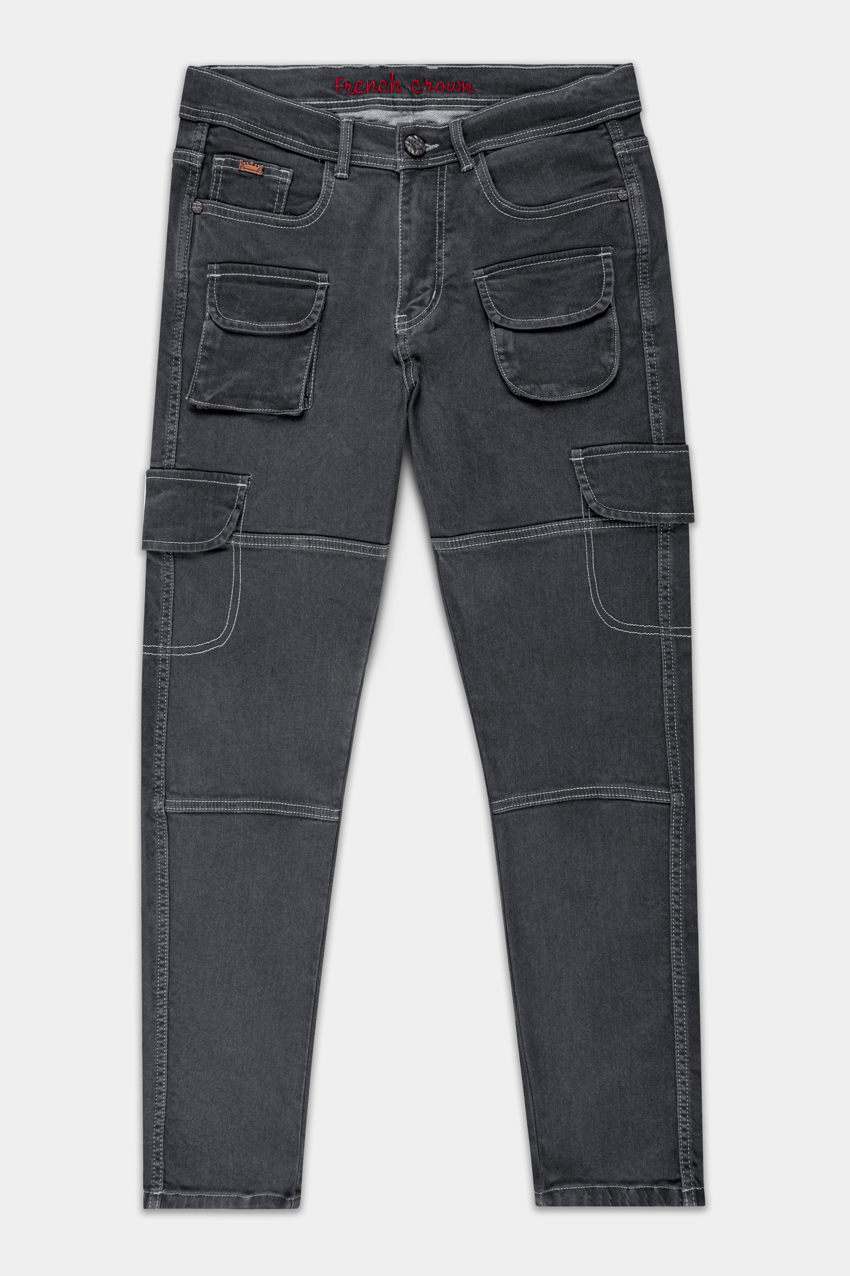 Charcoal Gray Regular Fit Mid-Rise Denim Jeans