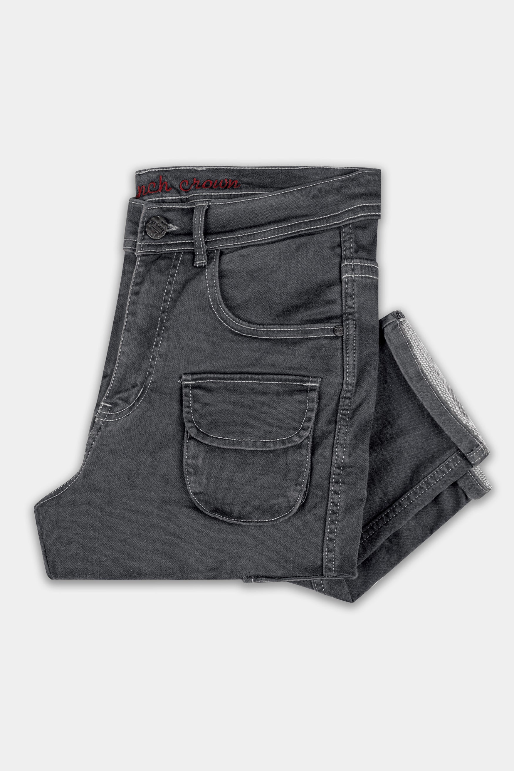 Charcoal Gray Rinse washed Cargo Denim