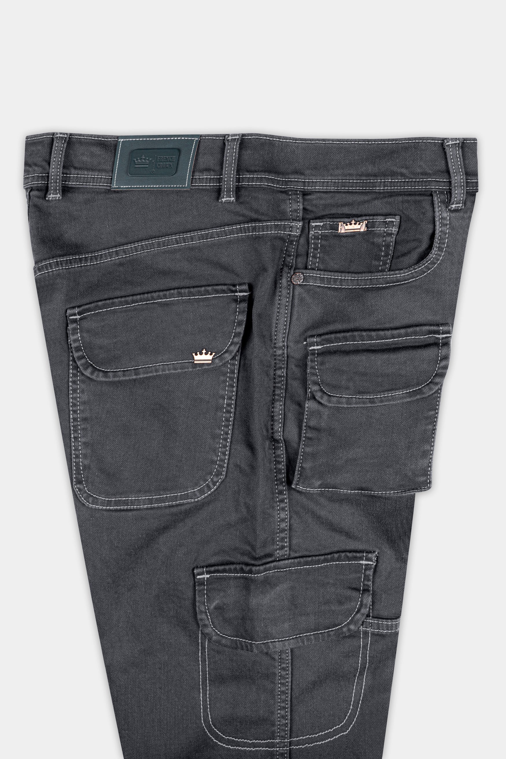 Charcoal Gray Rinse washed Cargo Denim