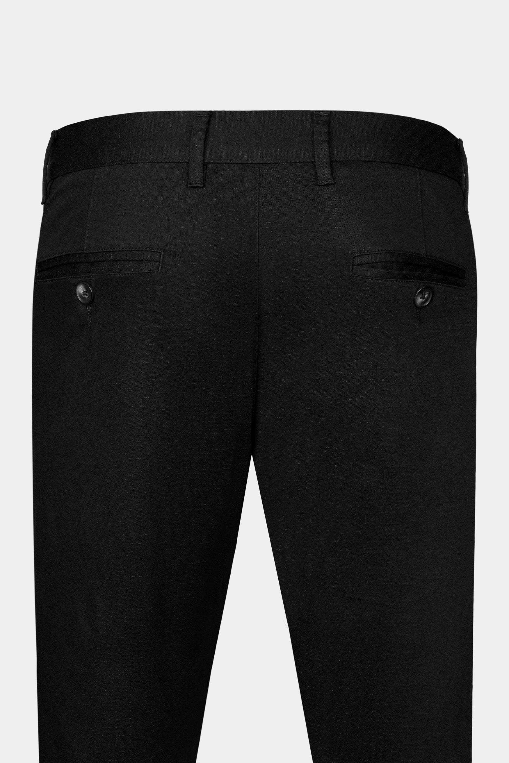 Zeus Black Textured Premium Cotton Pant For Men.