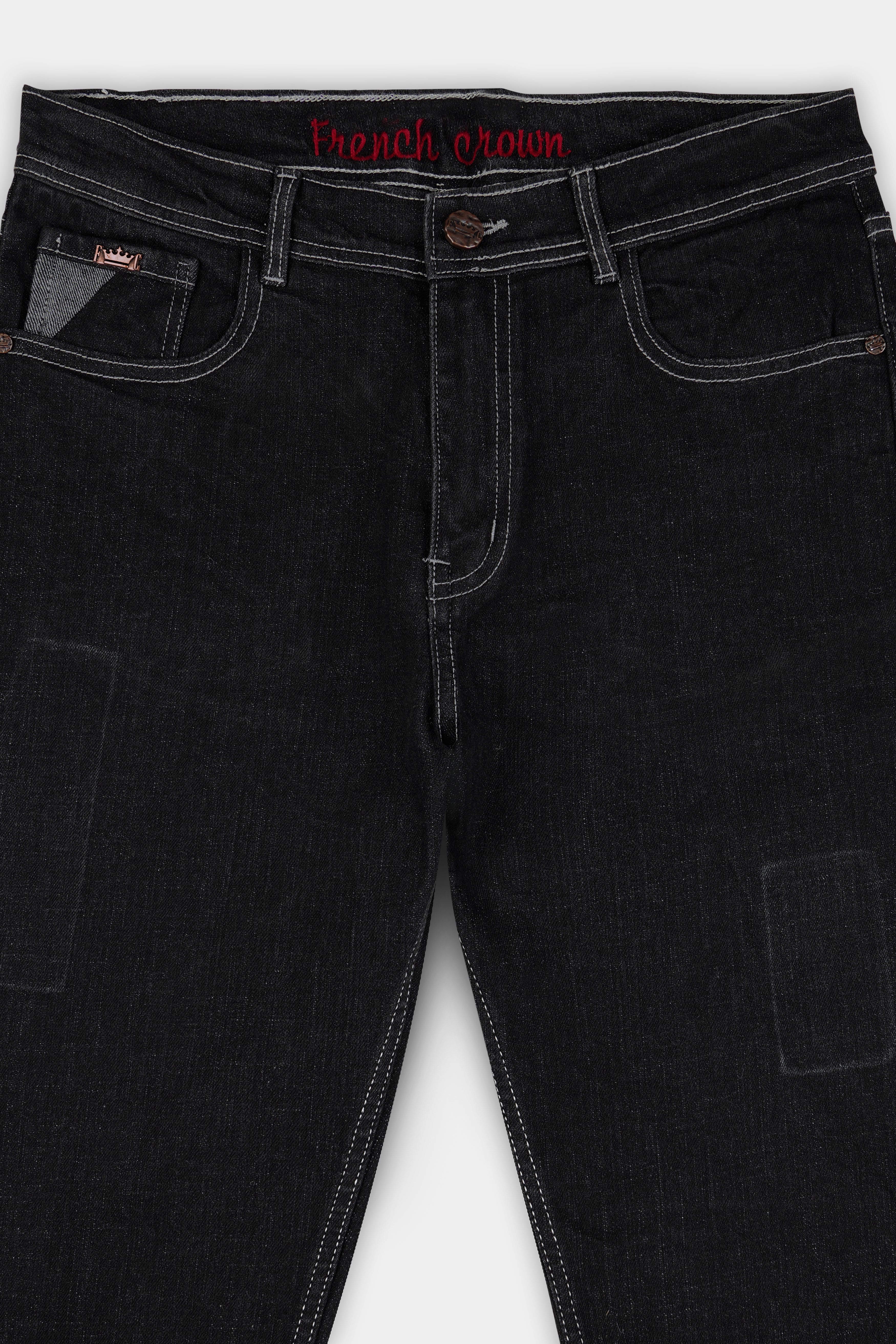 Jade Black Clean Look Stretchable Denim