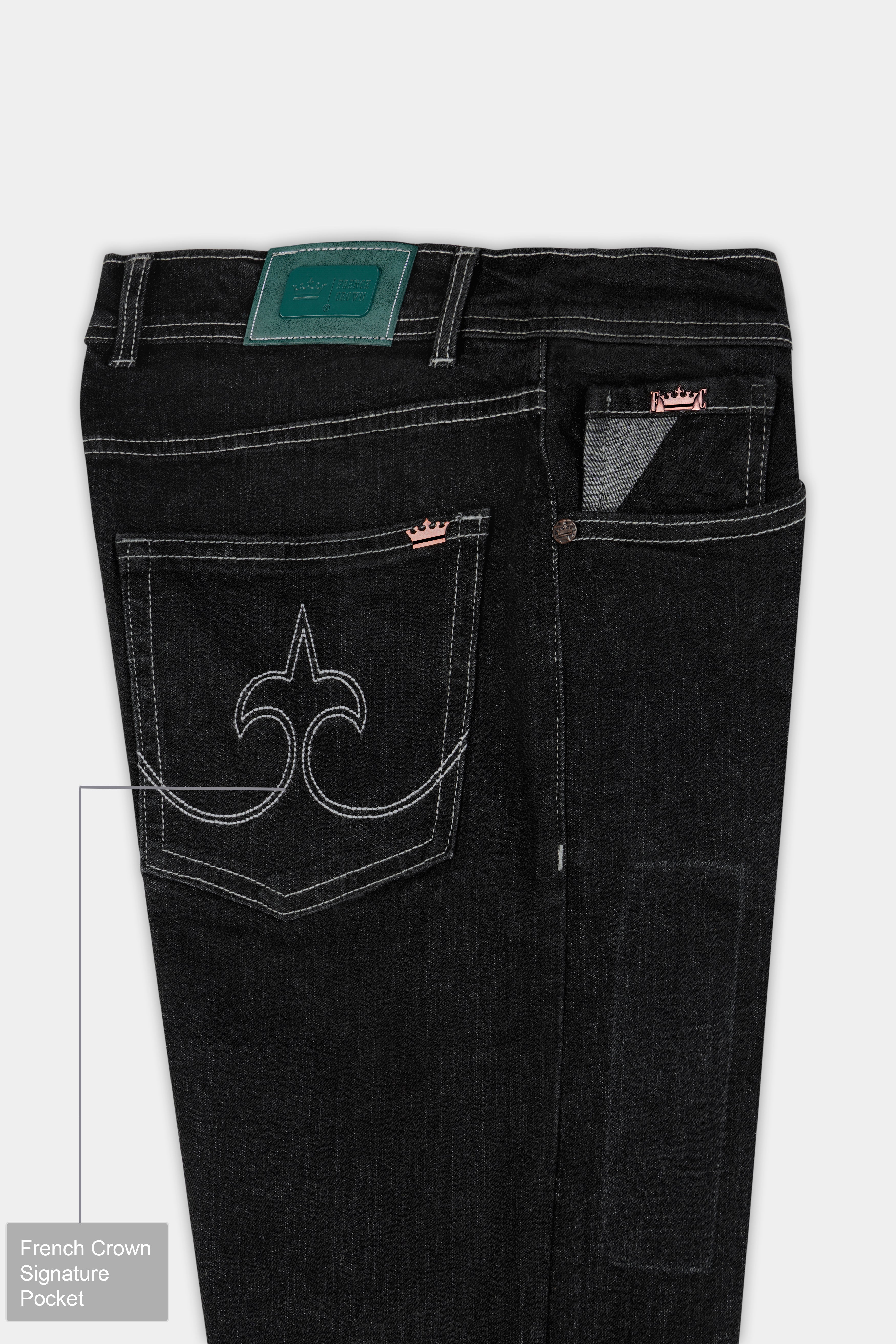 Jade Black Clean Look Stretchable Denim