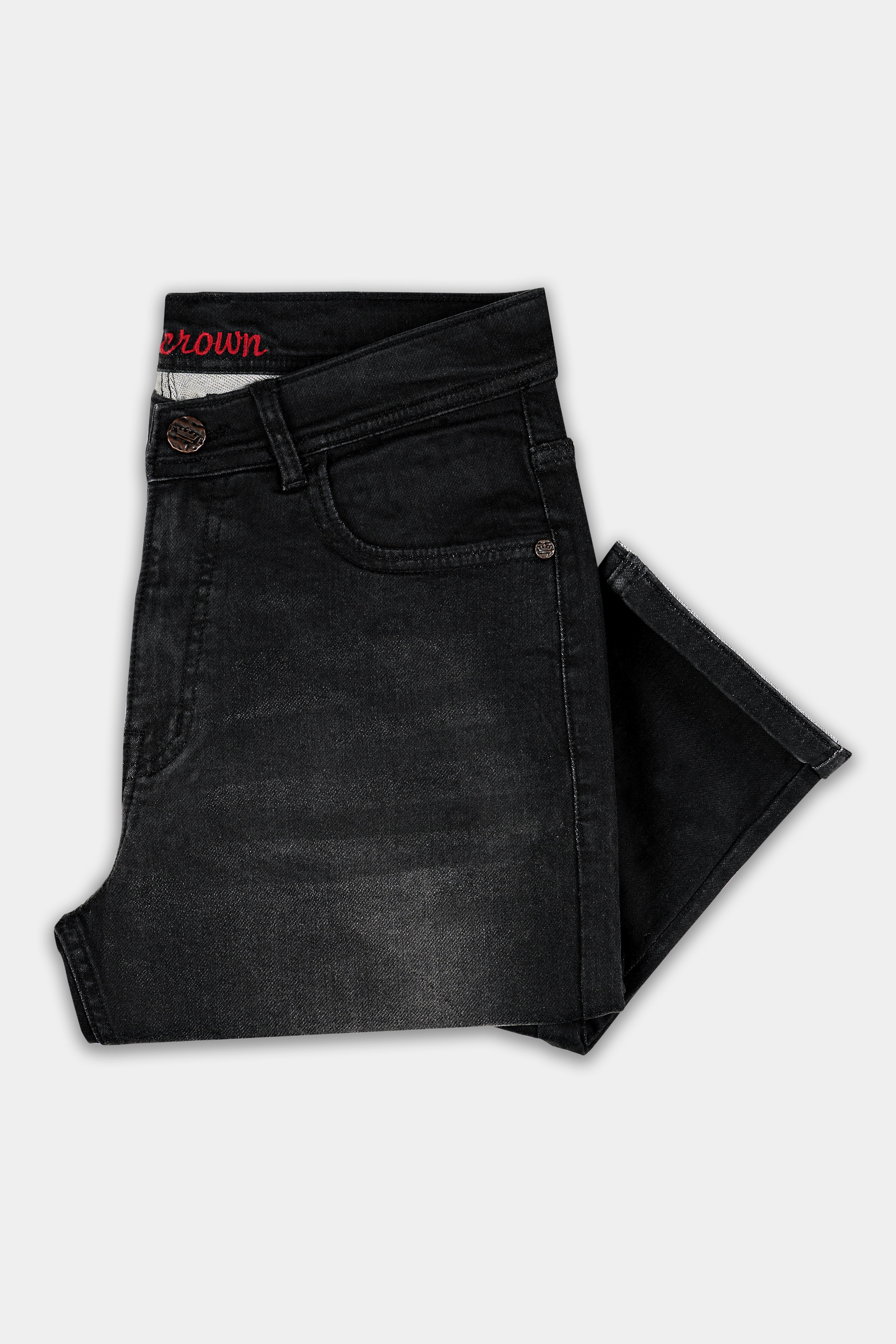 Zeus Dark Black Whiskering Wash Stretchable Denim