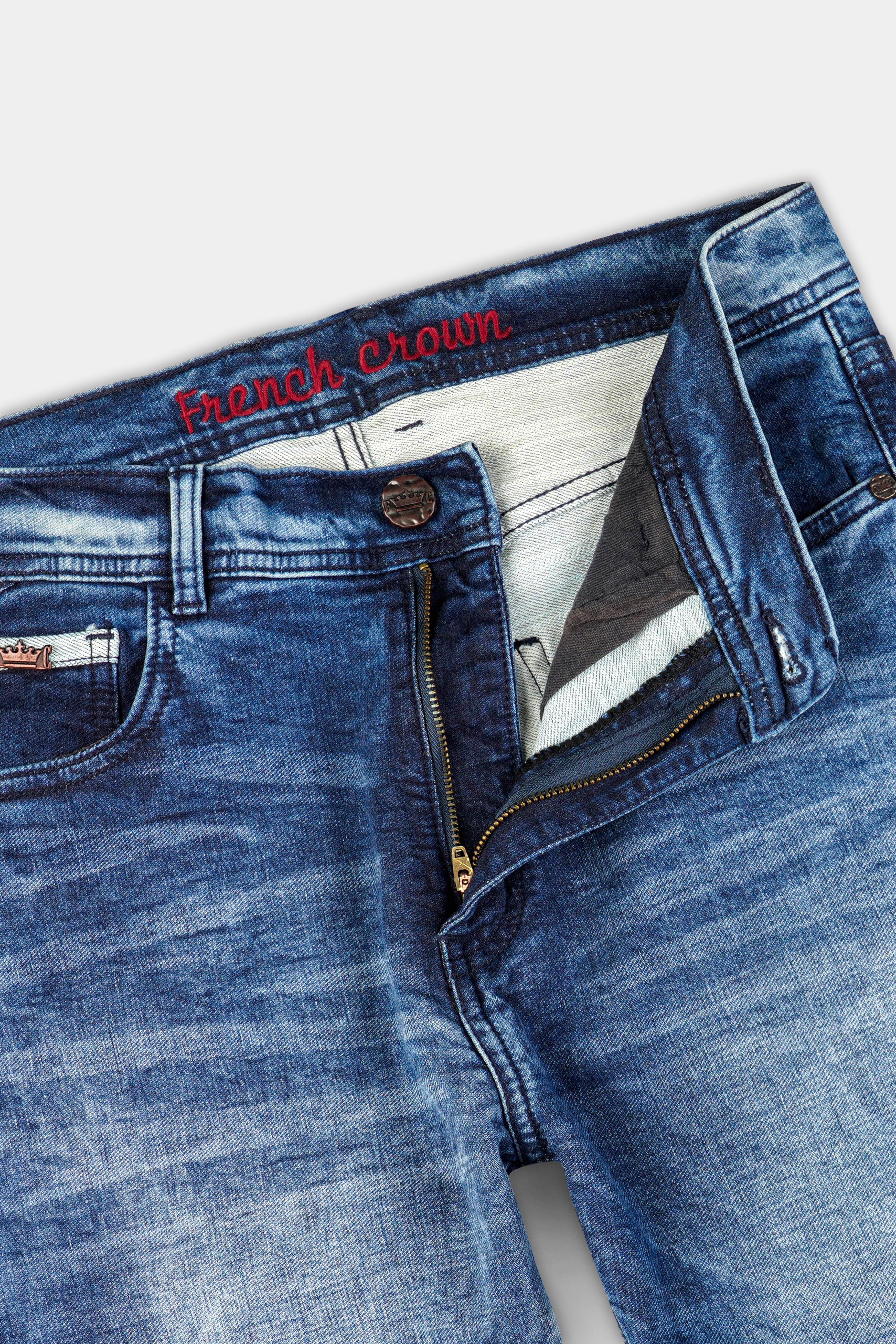 Fiord Blue Stone Wash Stretchable Denim