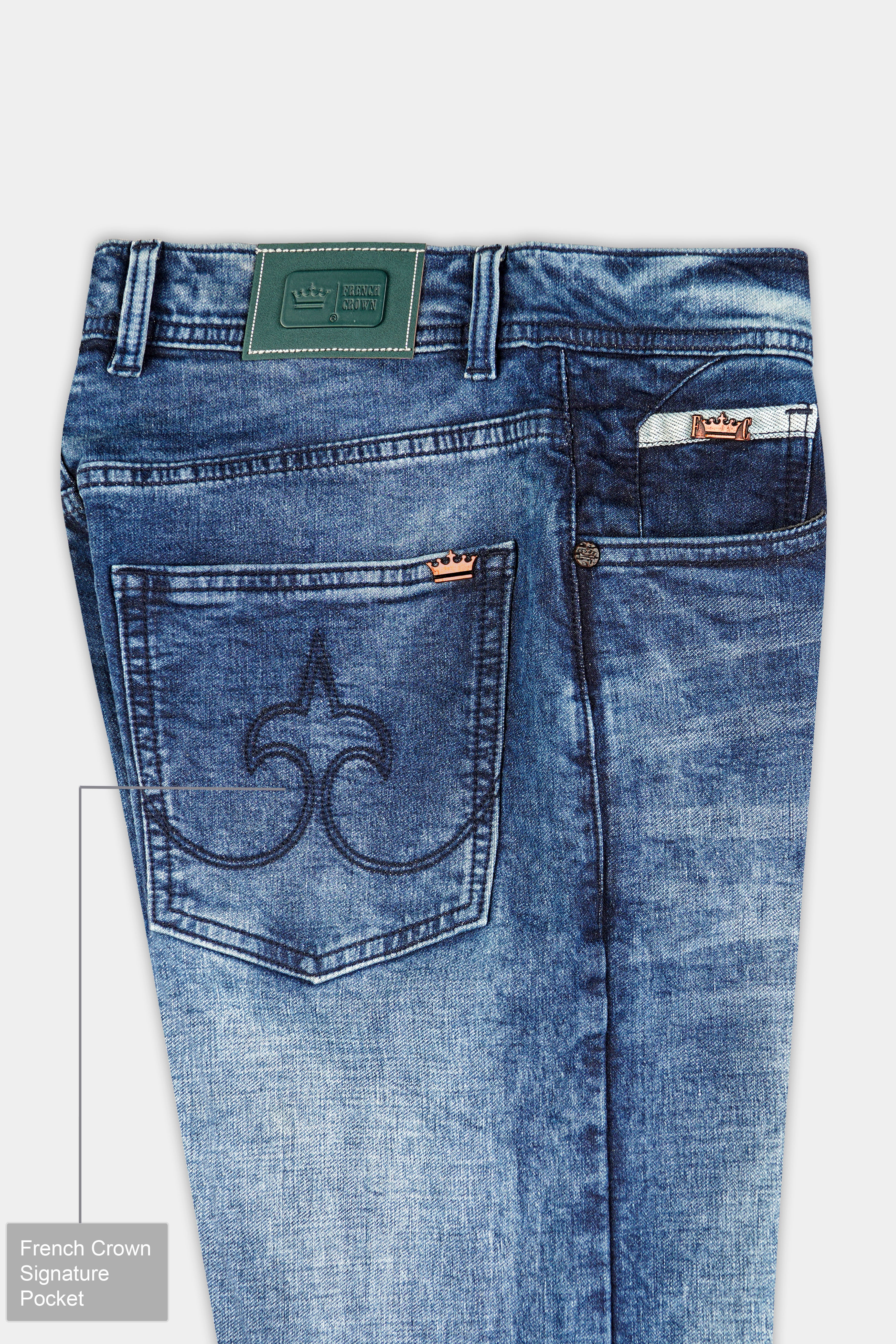 Fiord Blue Stone Wash Stretchable Denim