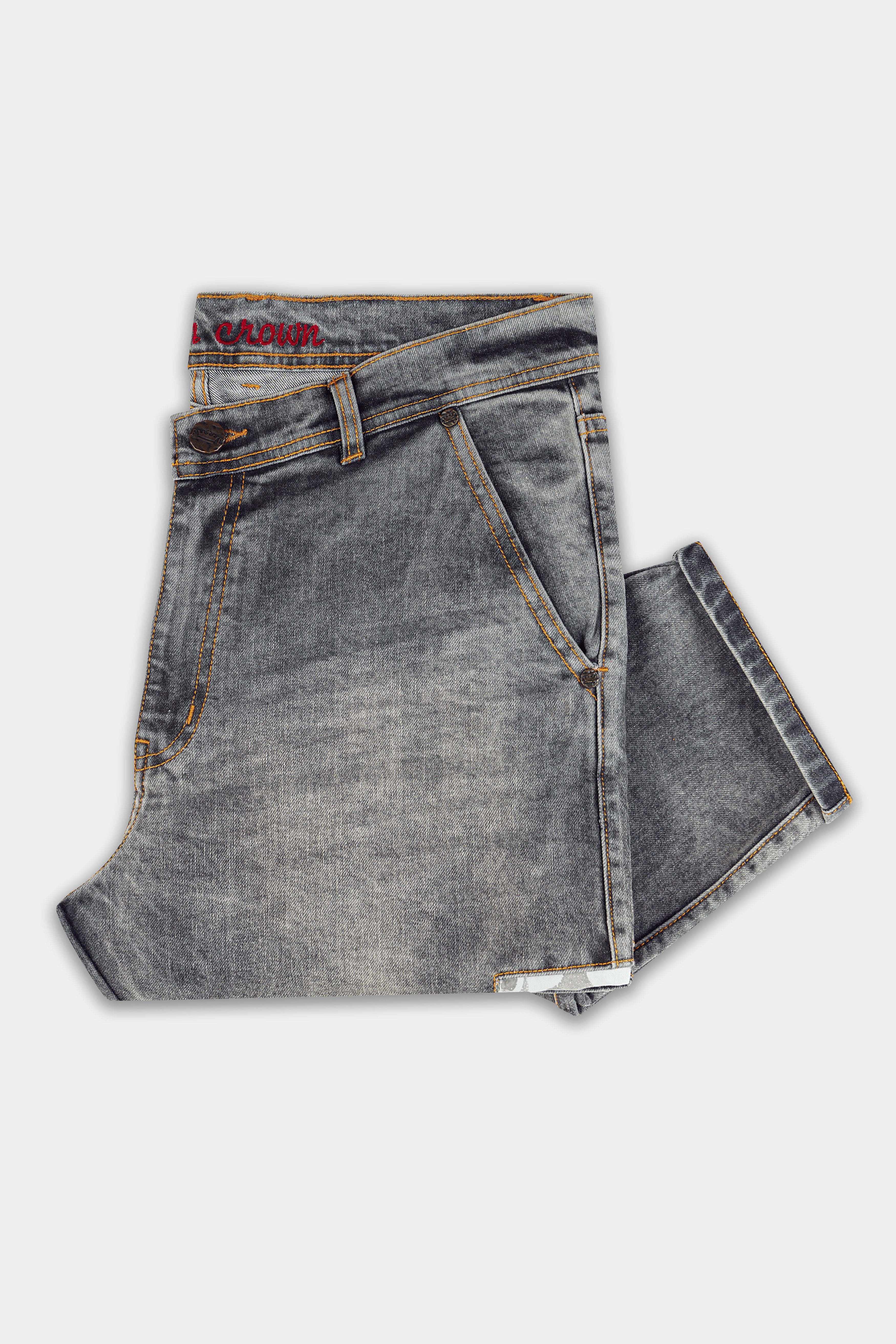 Ironside Gray with Camouflage Patch Design Stretchable Denim