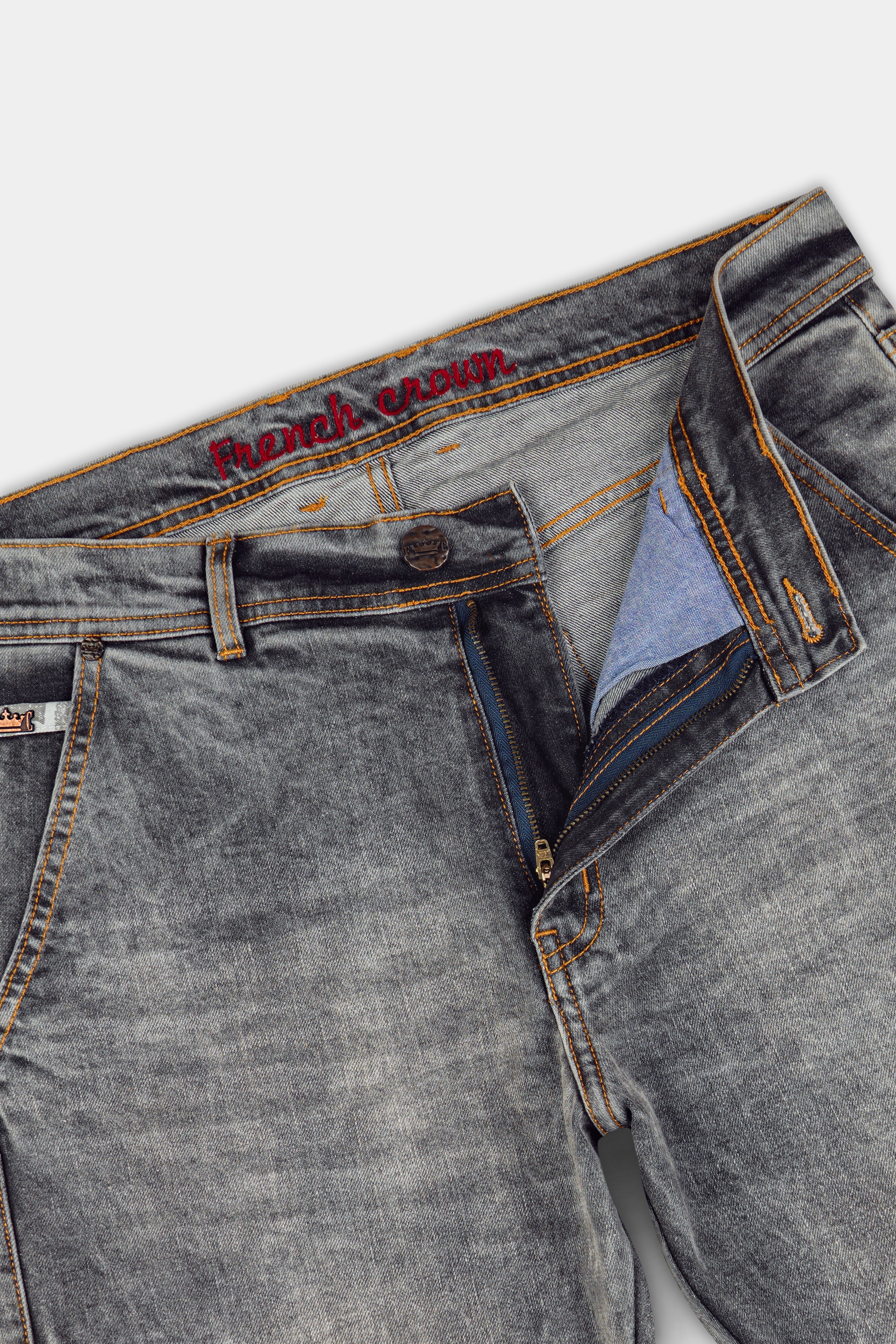 Ironside Gray with Camouflage Patch Design Stretchable Denim