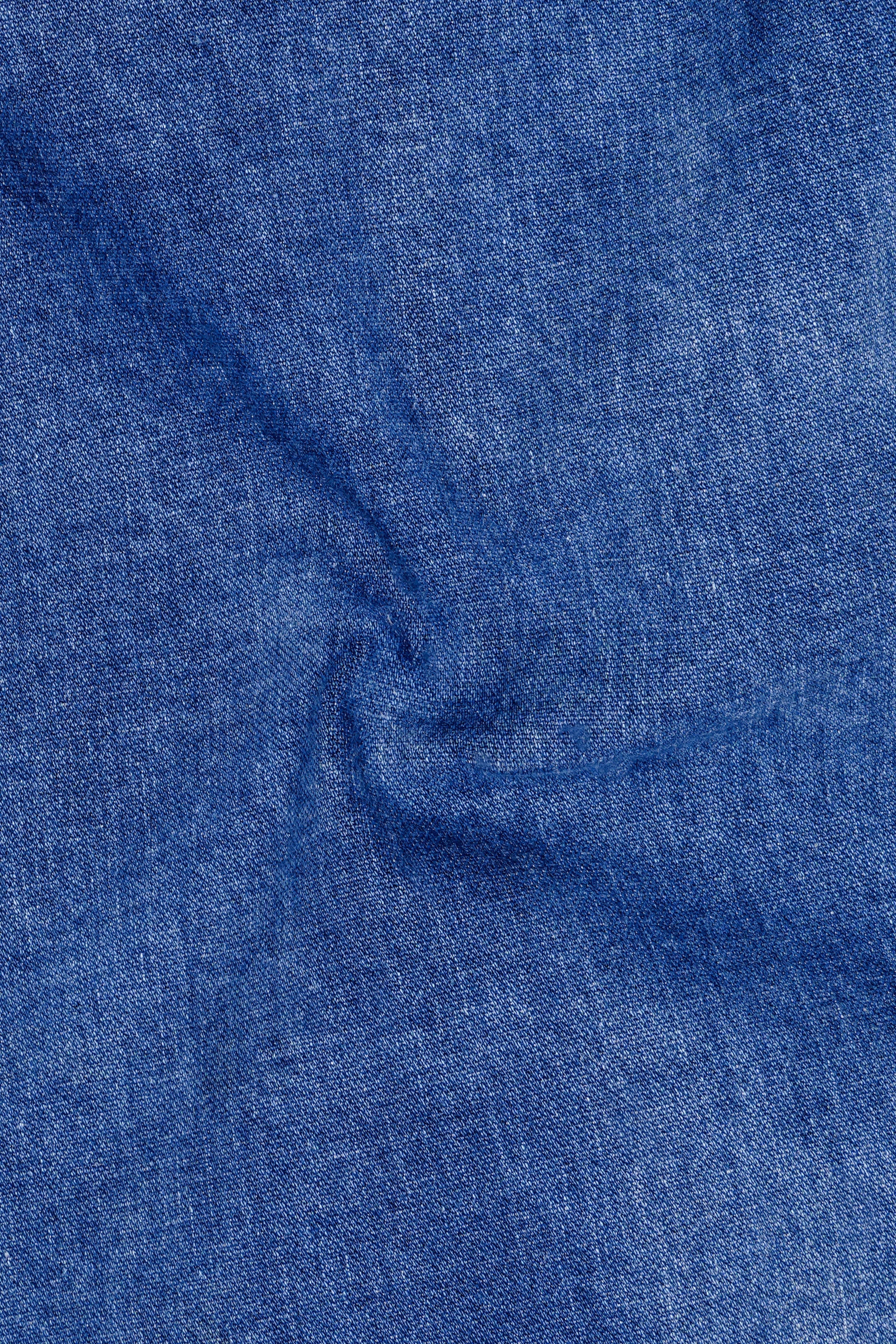 Brandeis Blue Whiskering Washed Stretchable Cargo Denim