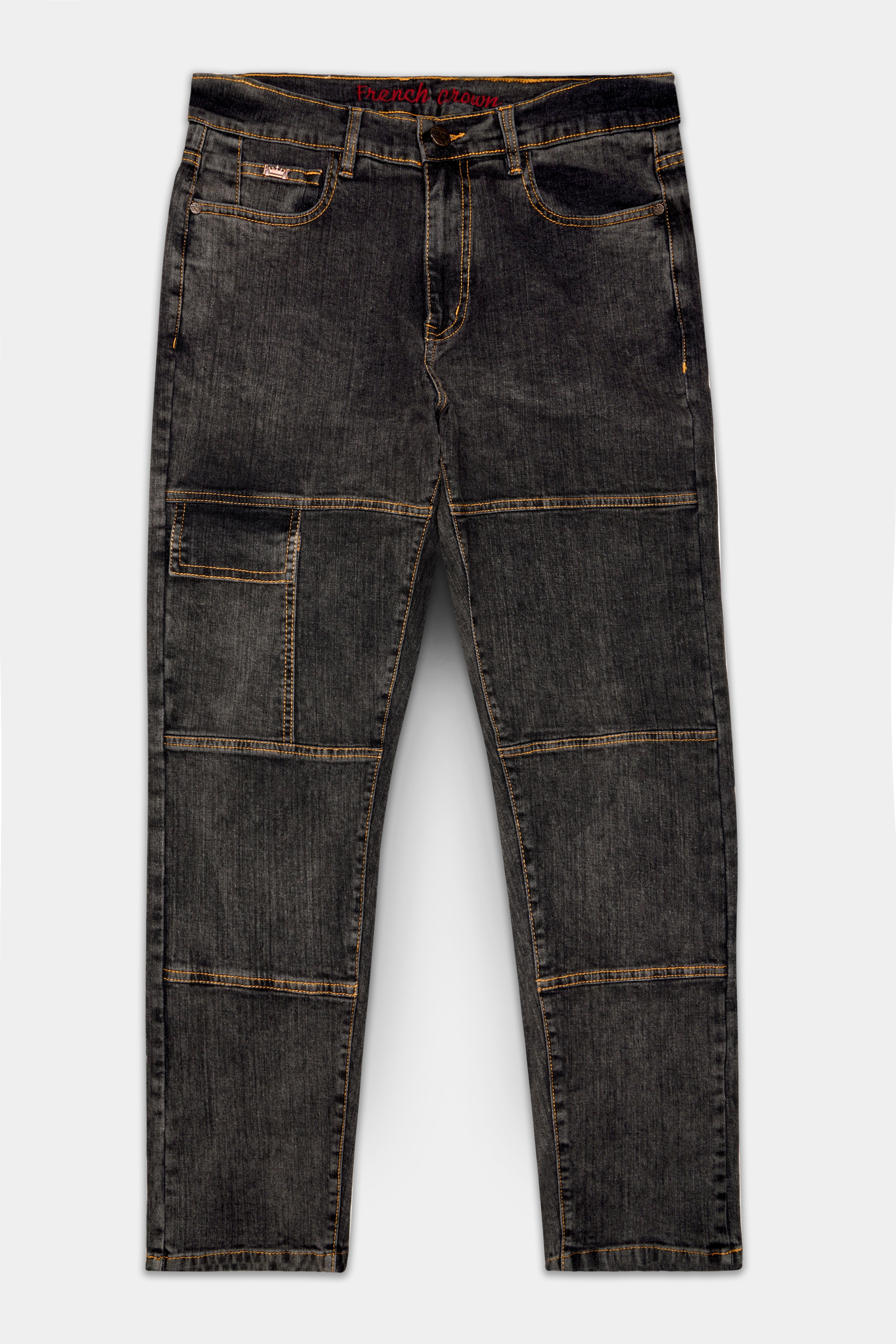 Brich Brown Rinse Washed Textured Stretchable Denim