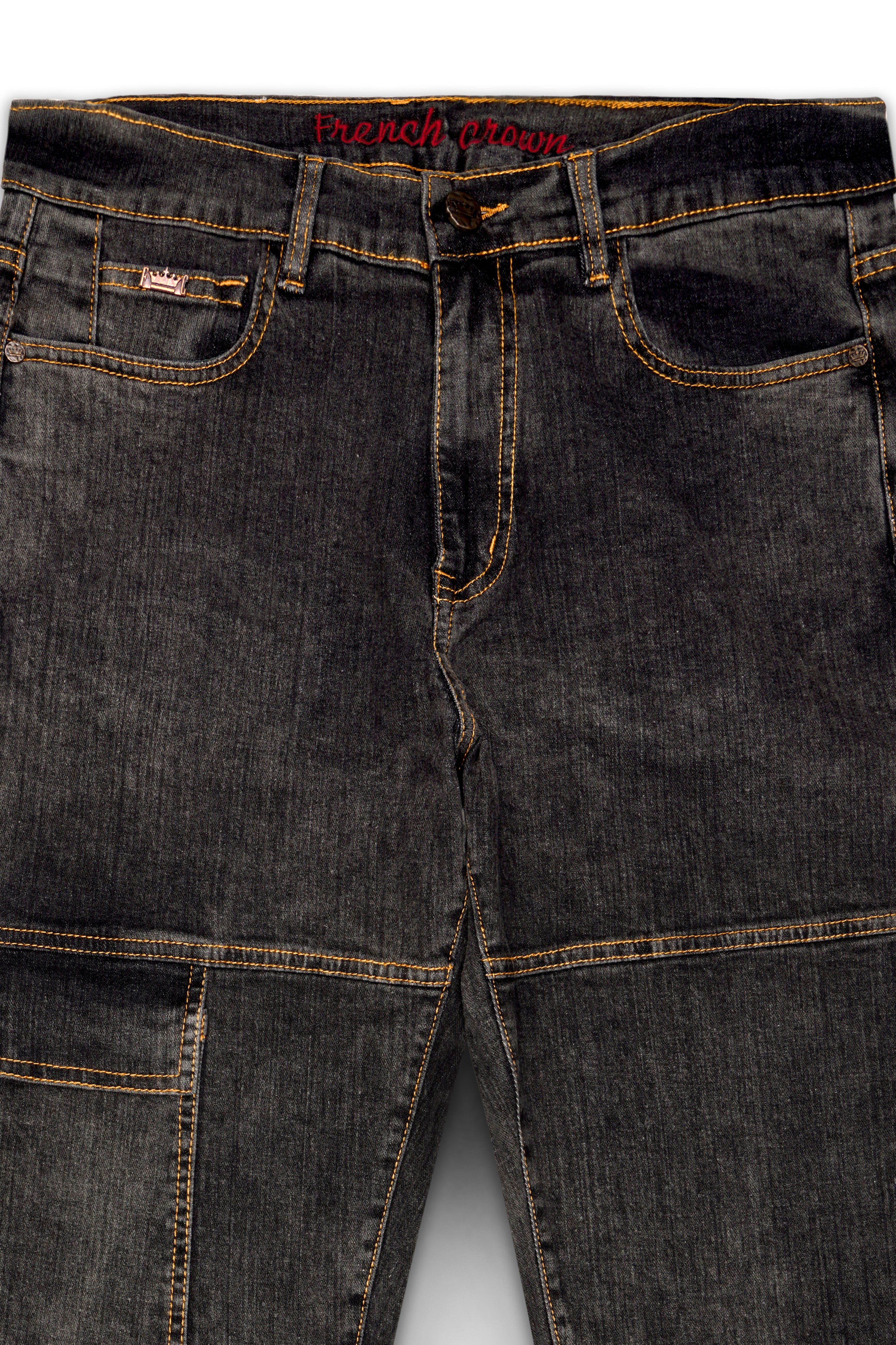 Brich Brown Rinse Washed Textured Stretchable Denim