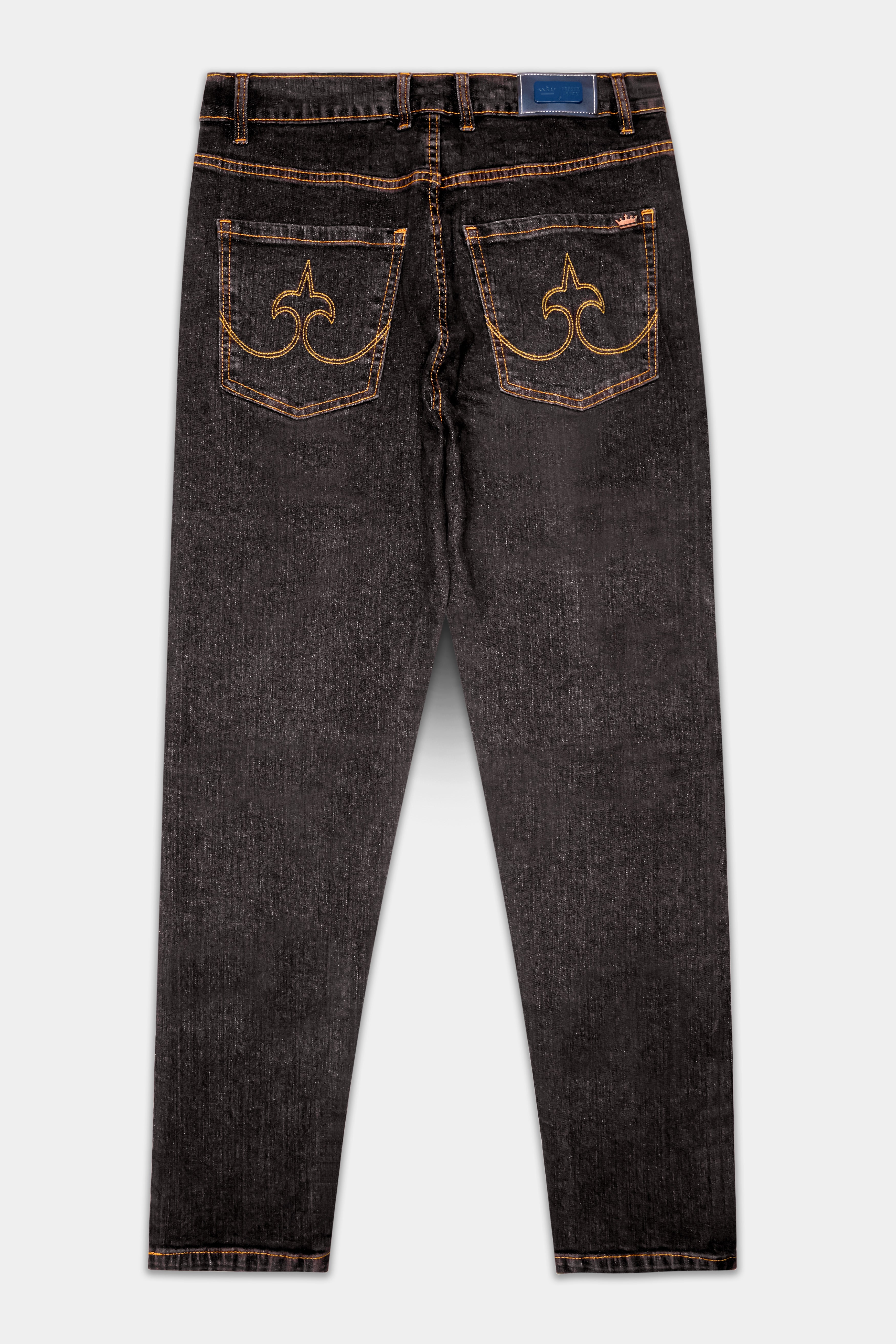Thunder Brown Rinse Washed Textured Stretchable Denim