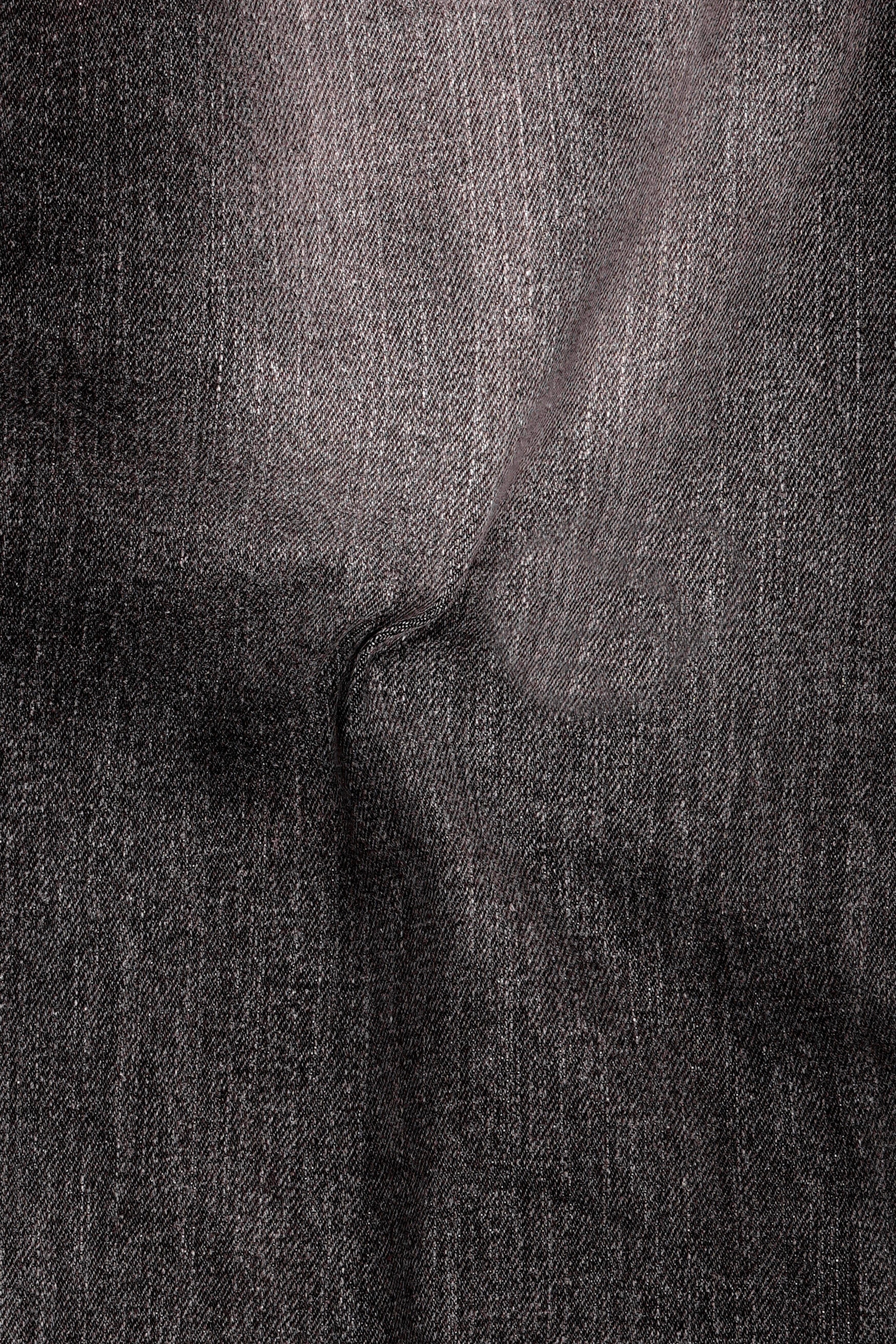 Wenge Gray Stone Washed Textured Stretchable Denim