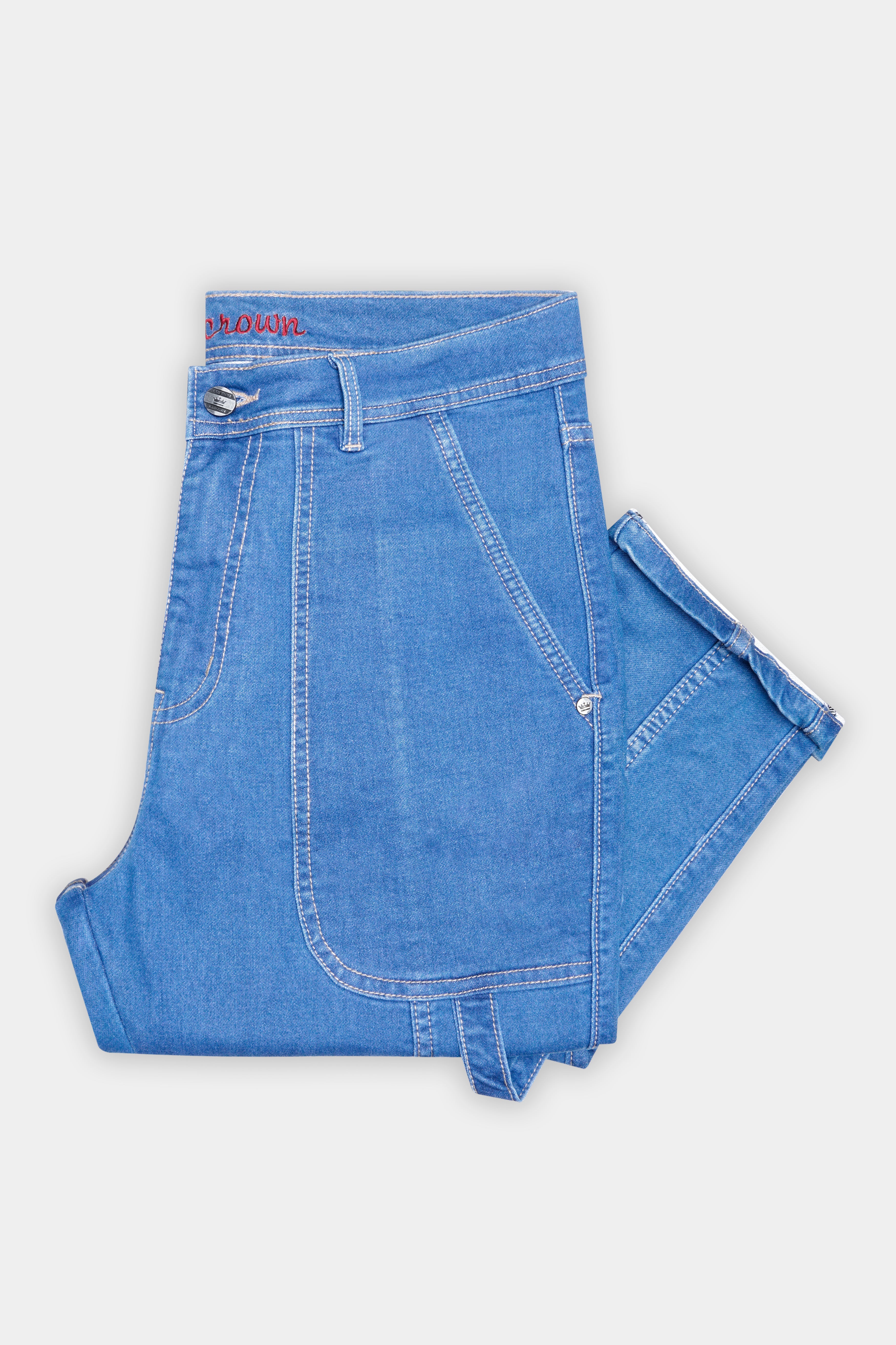Tufts Blue Whiskering Washed Stretchable Denim