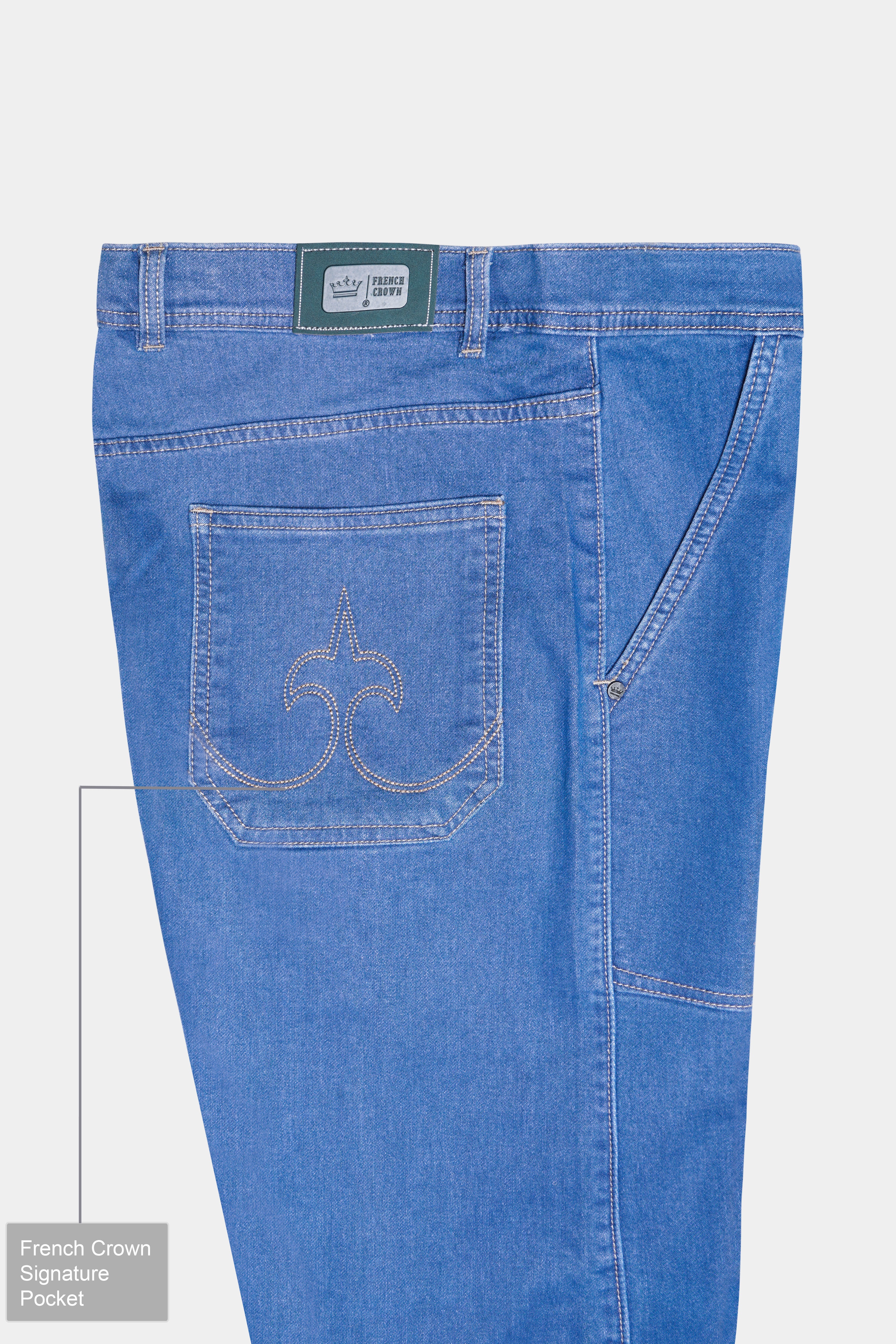 Tufts Blue Whiskering Regular Fit Mid-Rise Clean Look Denim Jeans