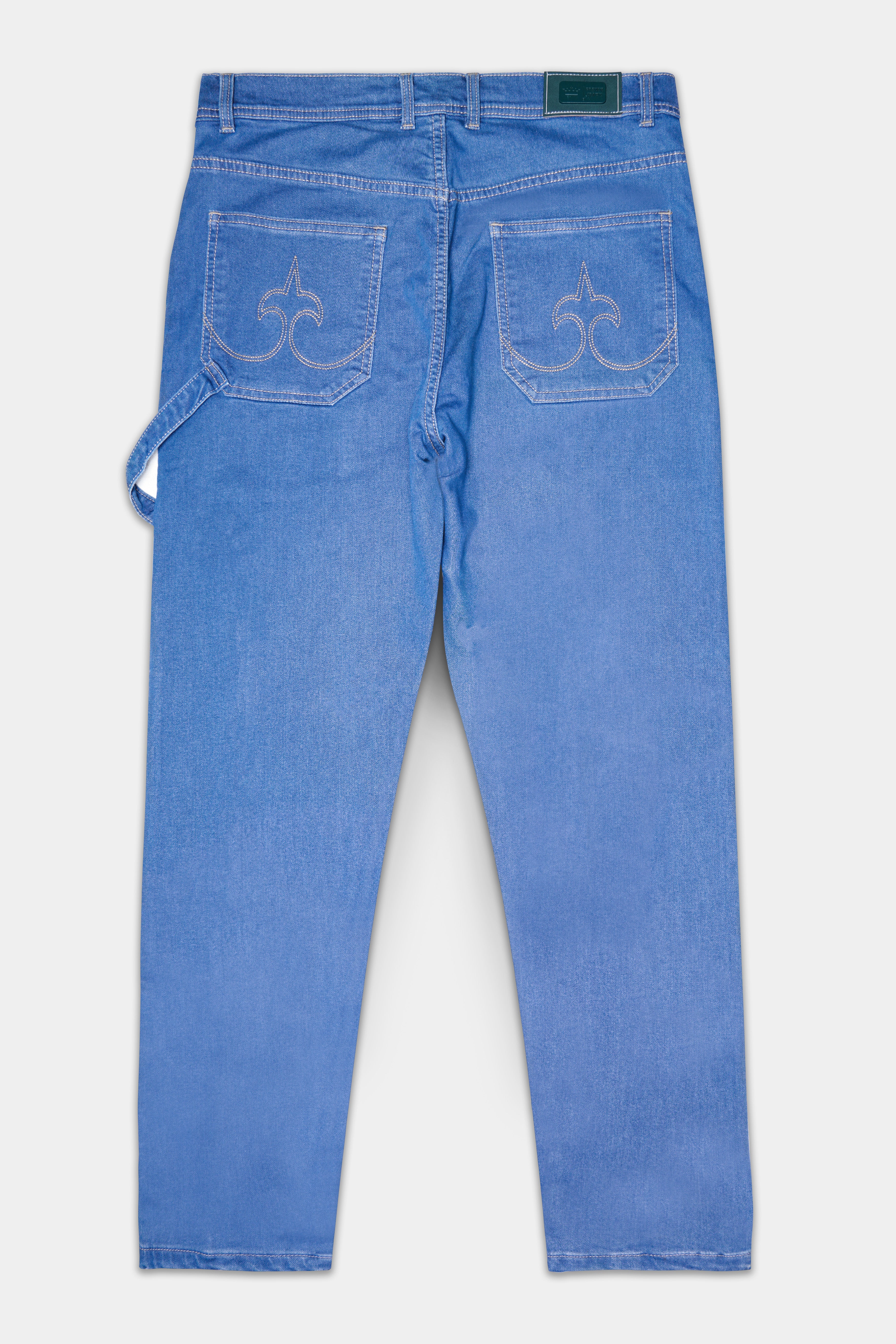☆☆雪☆☆FETEのTucked Denim Pants Tufts Blue Whiskering Regular Fit Mid-Rise Clean Look Denim Jeans