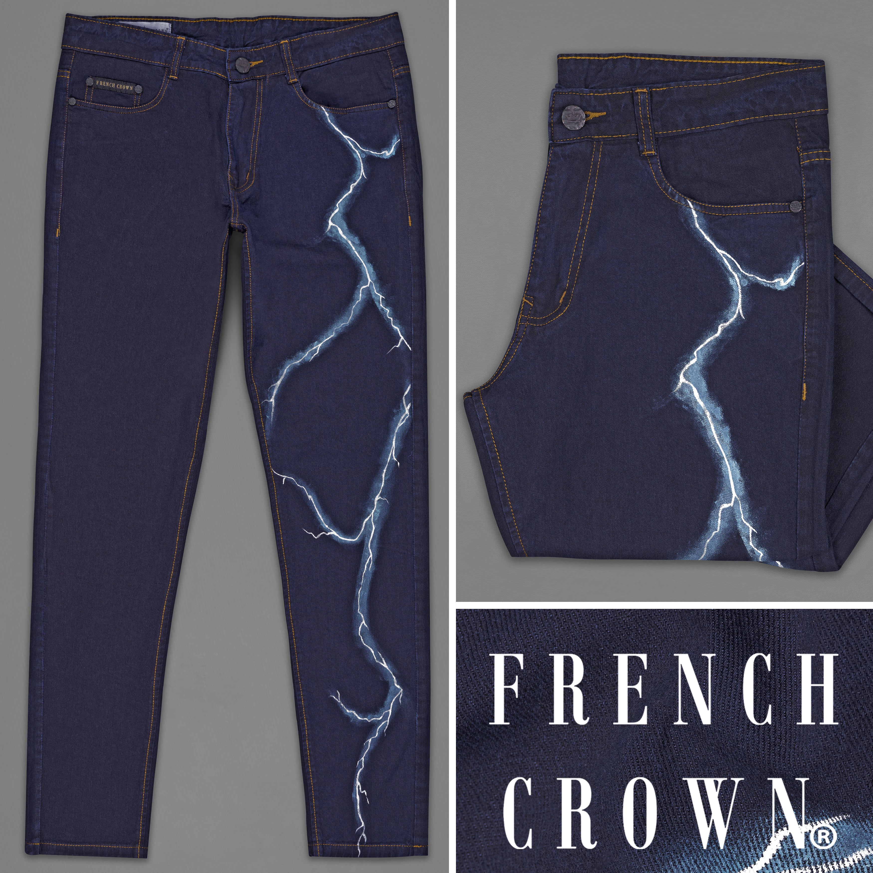 Gunmetal Navy Blue Slim Fit Mid-Rise Clean Look Denim Jeans