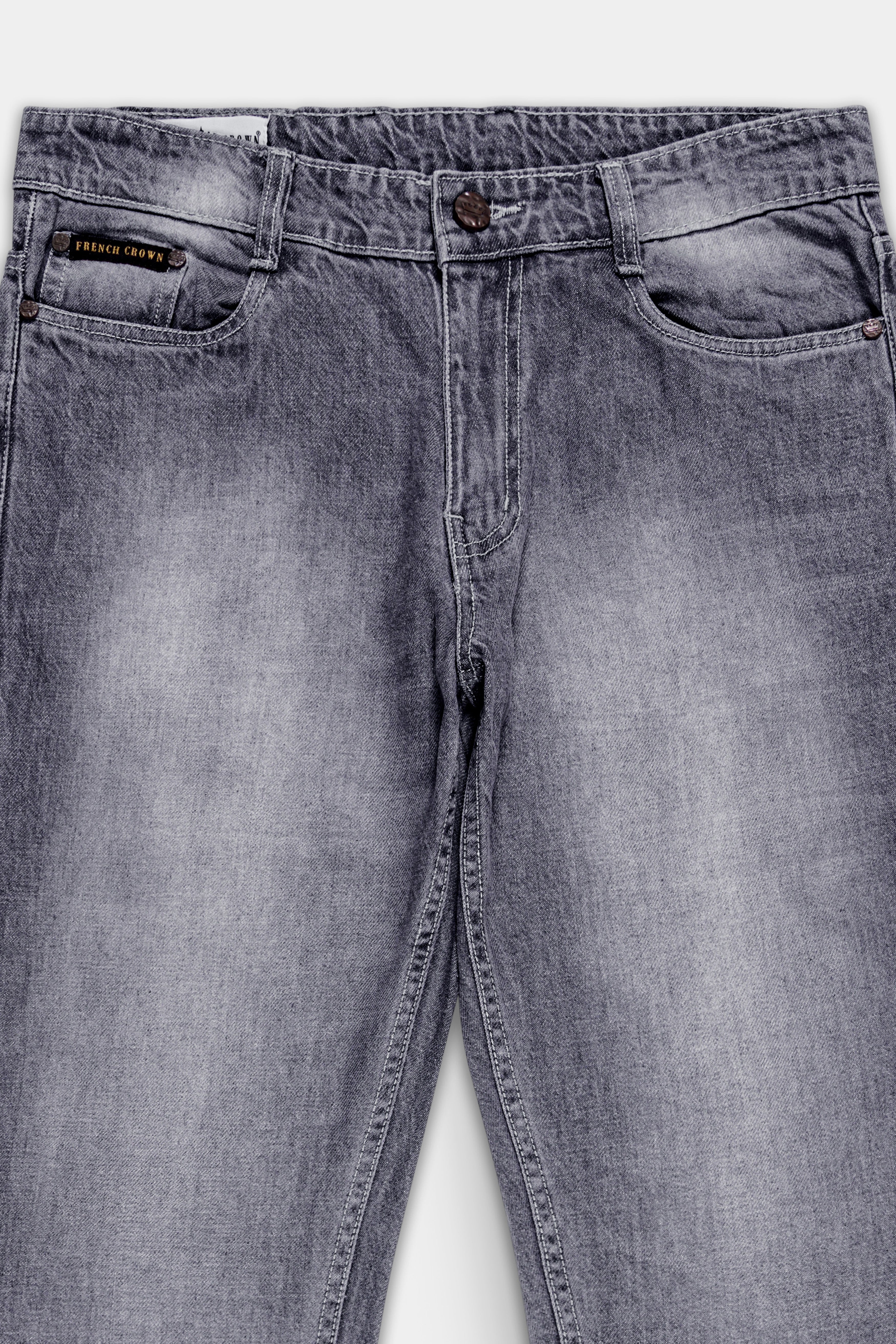 DUSTY GRAY SLIM FIT MID-RISE CLEAN LOOK STRETCHABLE DENIM