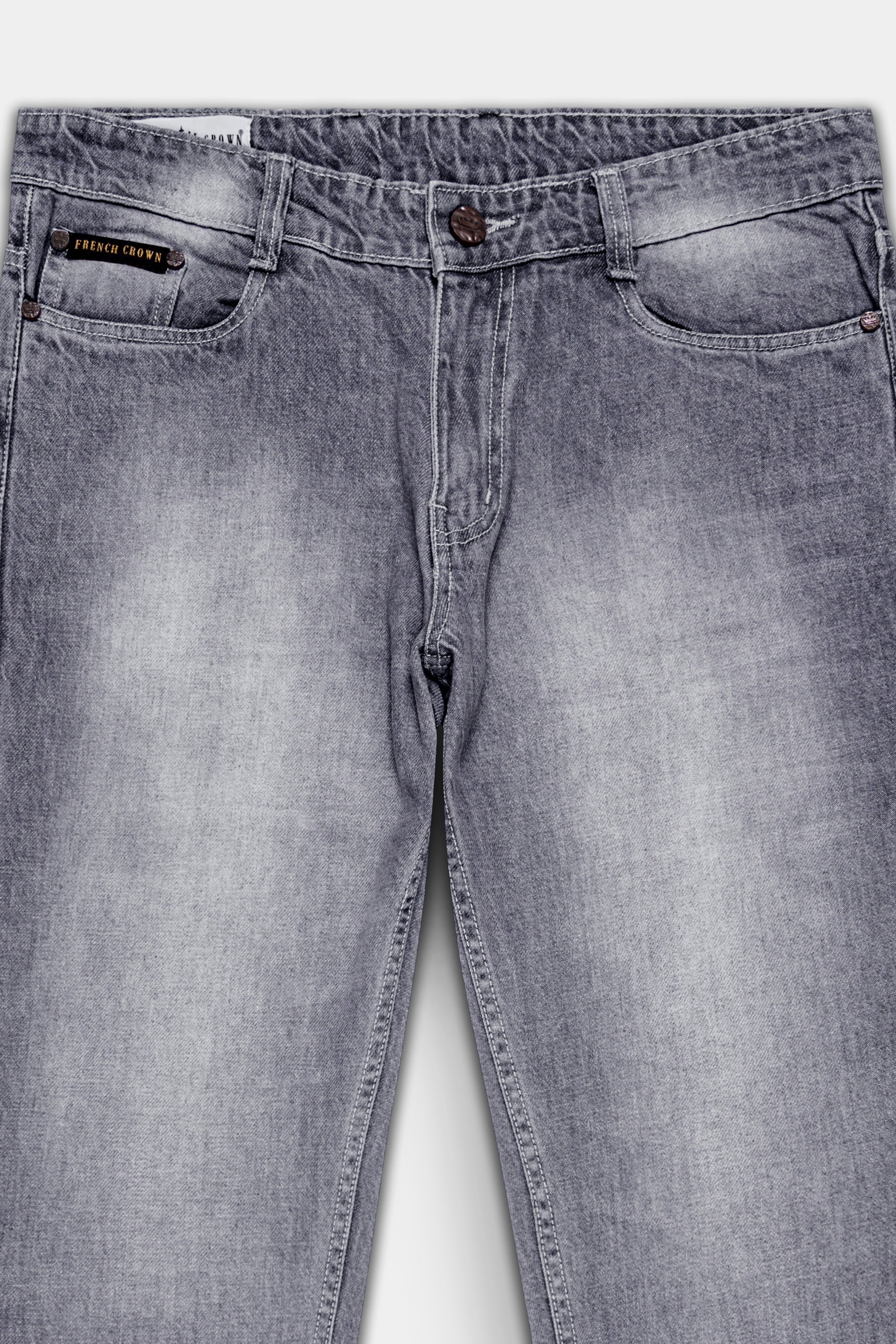 DUSTY GRAY SLIM FIT MID-RISE CLEAN LOOK STRETCHABLE DENIM