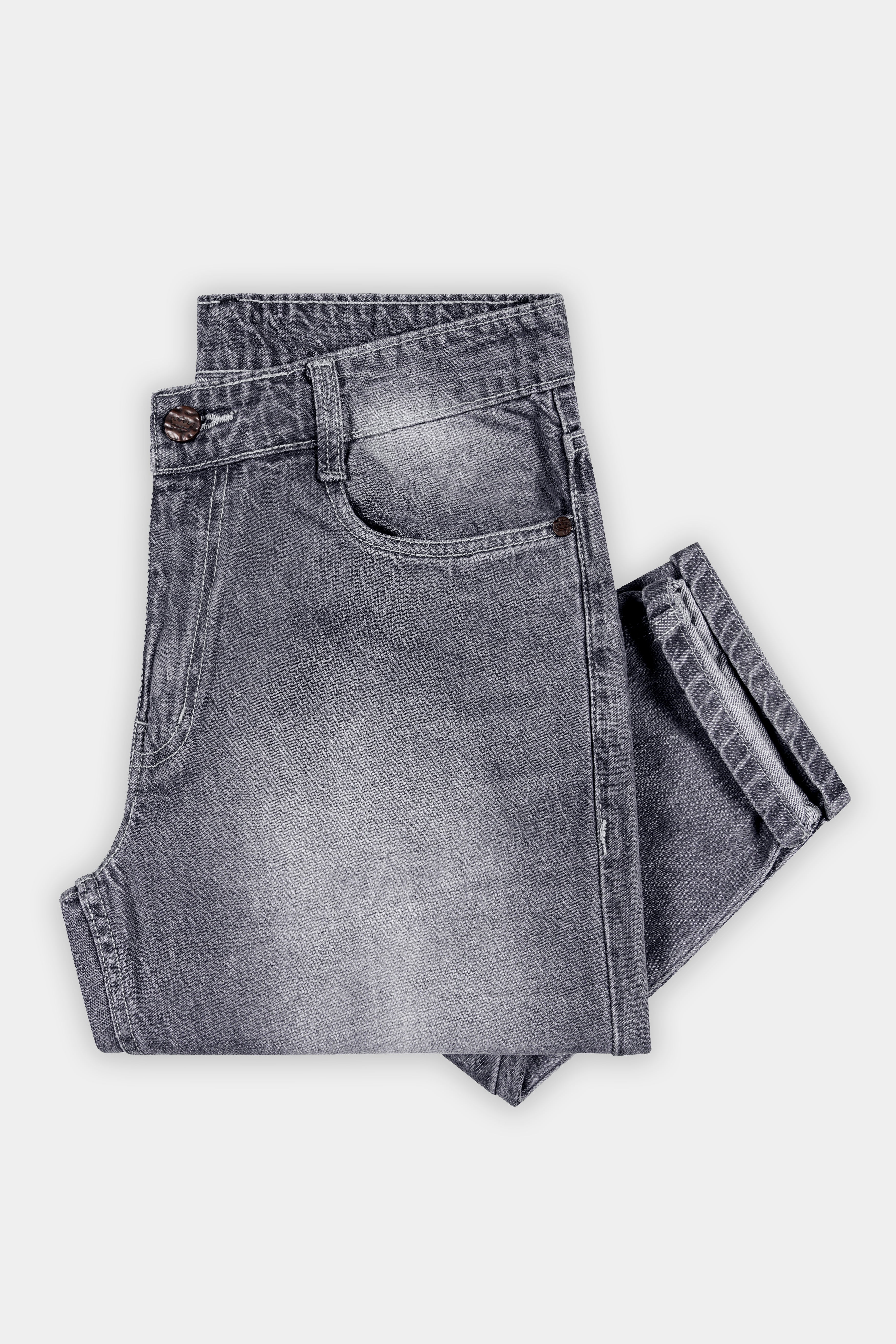 DUSTY GRAY SLIM FIT MID-RISE CLEAN LOOK STRETCHABLE DENIM