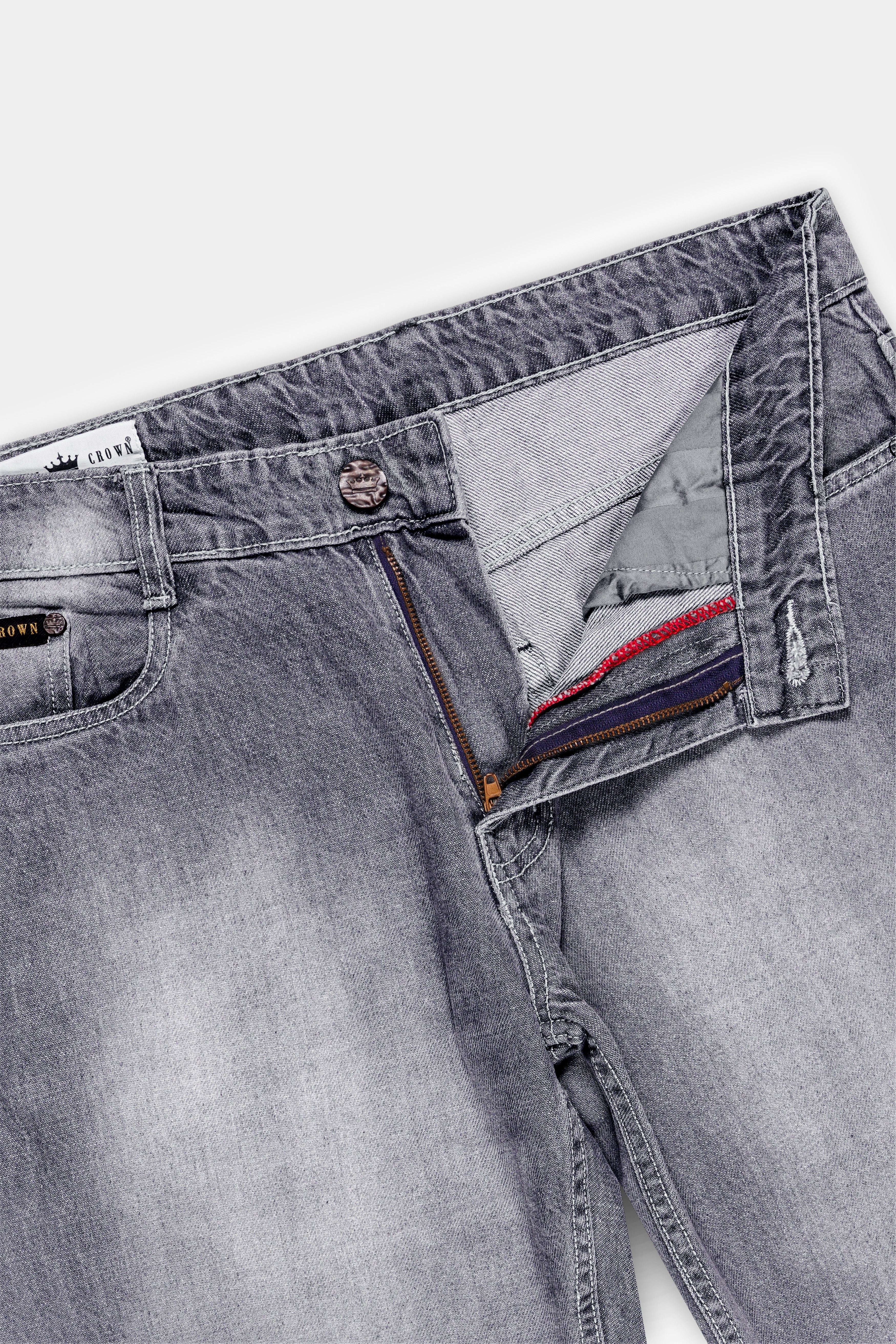 DUSTY GRAY SLIM FIT MID-RISE CLEAN LOOK STRETCHABLE DENIM