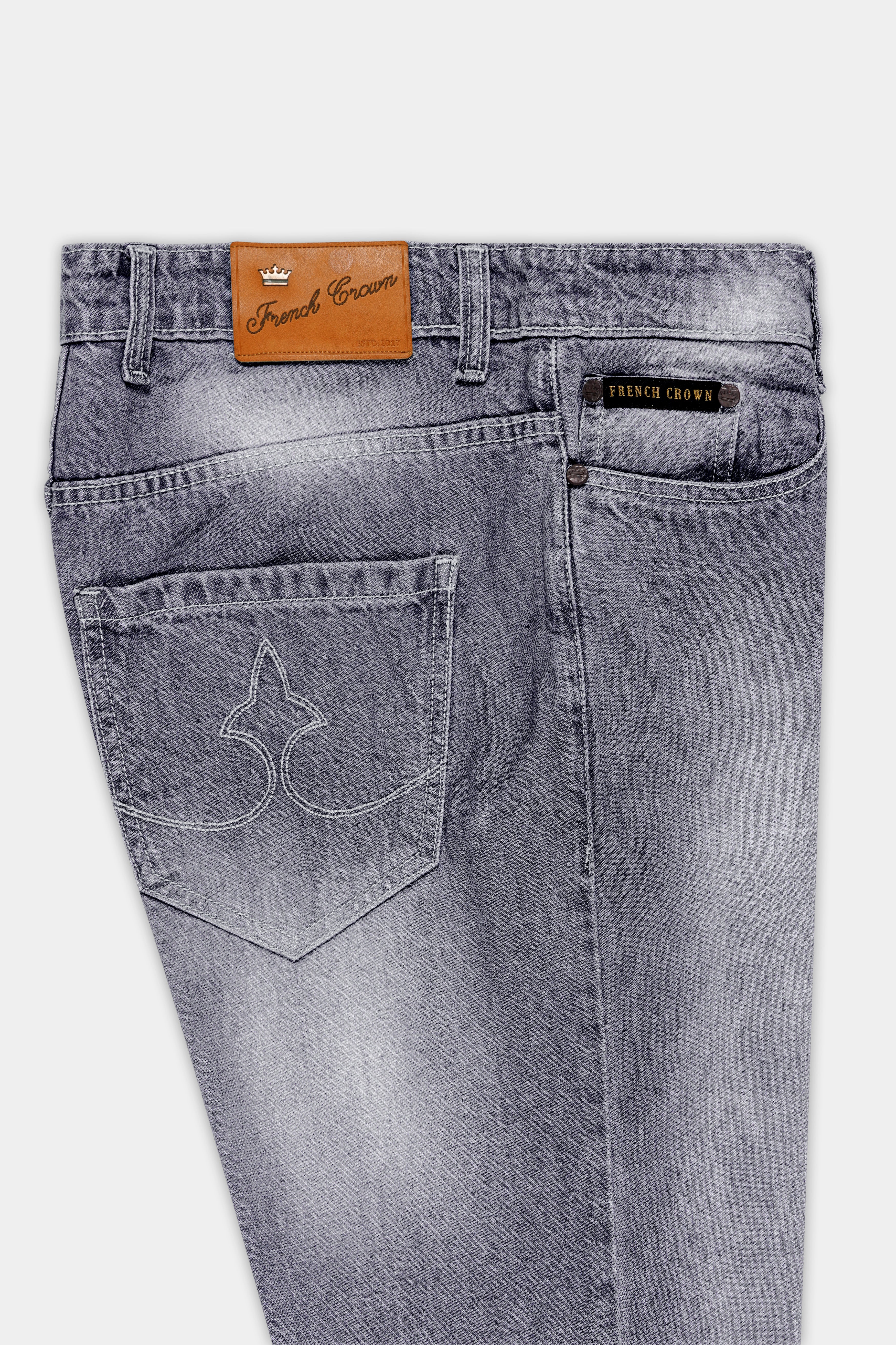 DUSTY GRAY SLIM FIT MID-RISE CLEAN LOOK STRETCHABLE DENIM