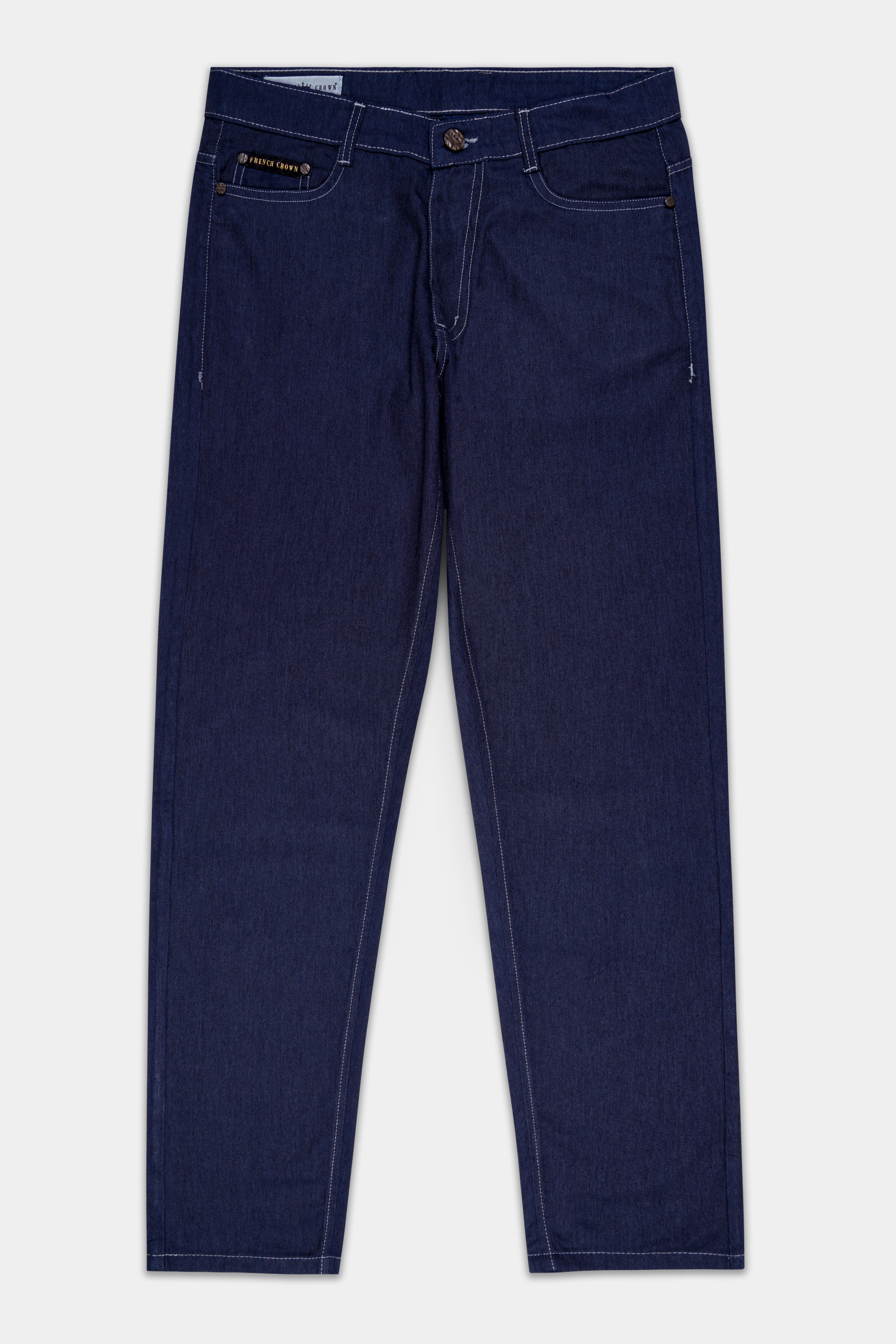 Dark Wash TUNA BLUE LIGHT WEIGHT  SLIM FIT MID-RISE CLEAN LOOK STRETCHABLE SUMMER DENIM