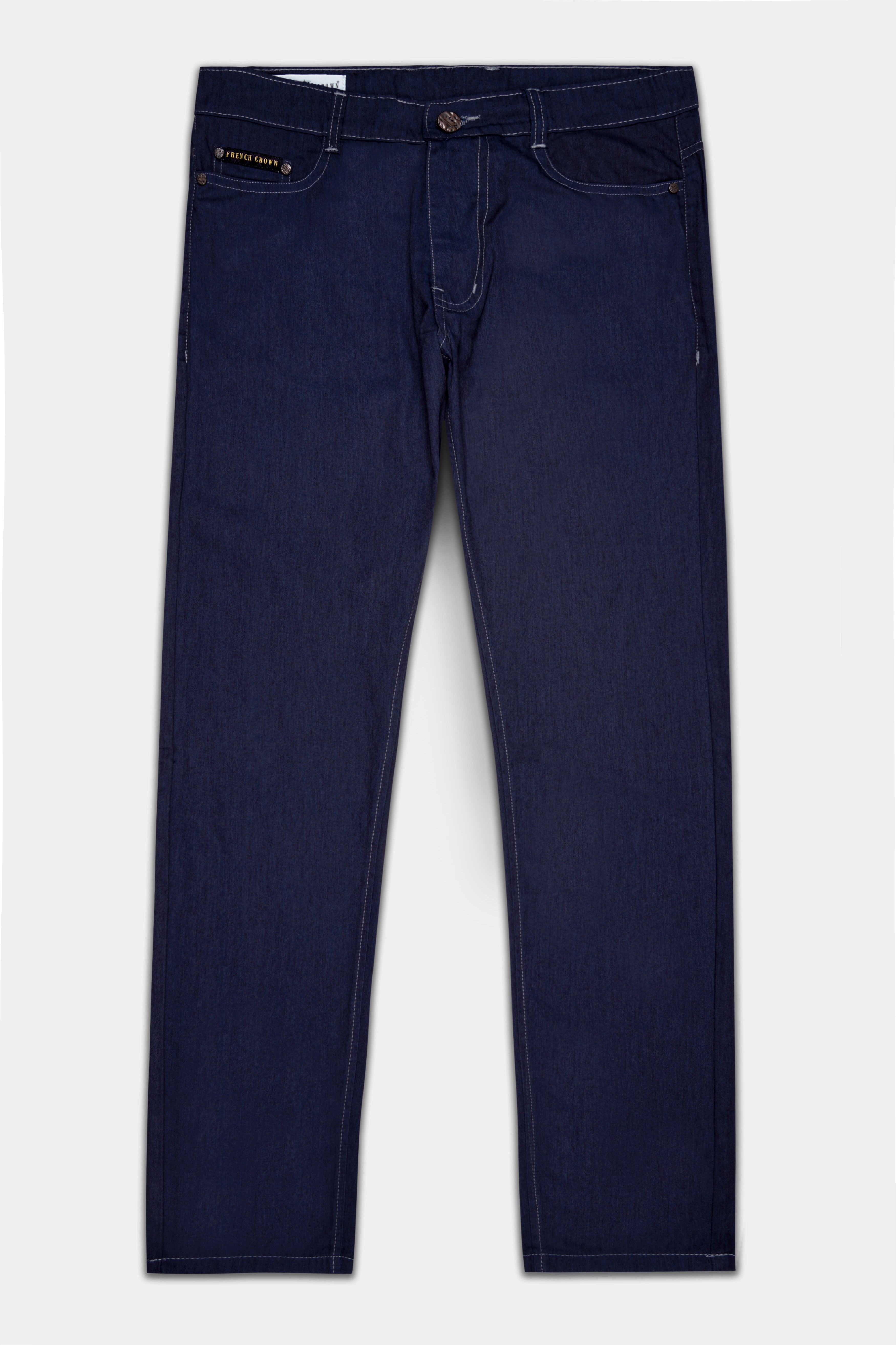 Dark Wash TUNA BLUE LIGHT WEIGHT  SLIM FIT MID-RISE CLEAN LOOK STRETCHABLE SUMMER DENIM