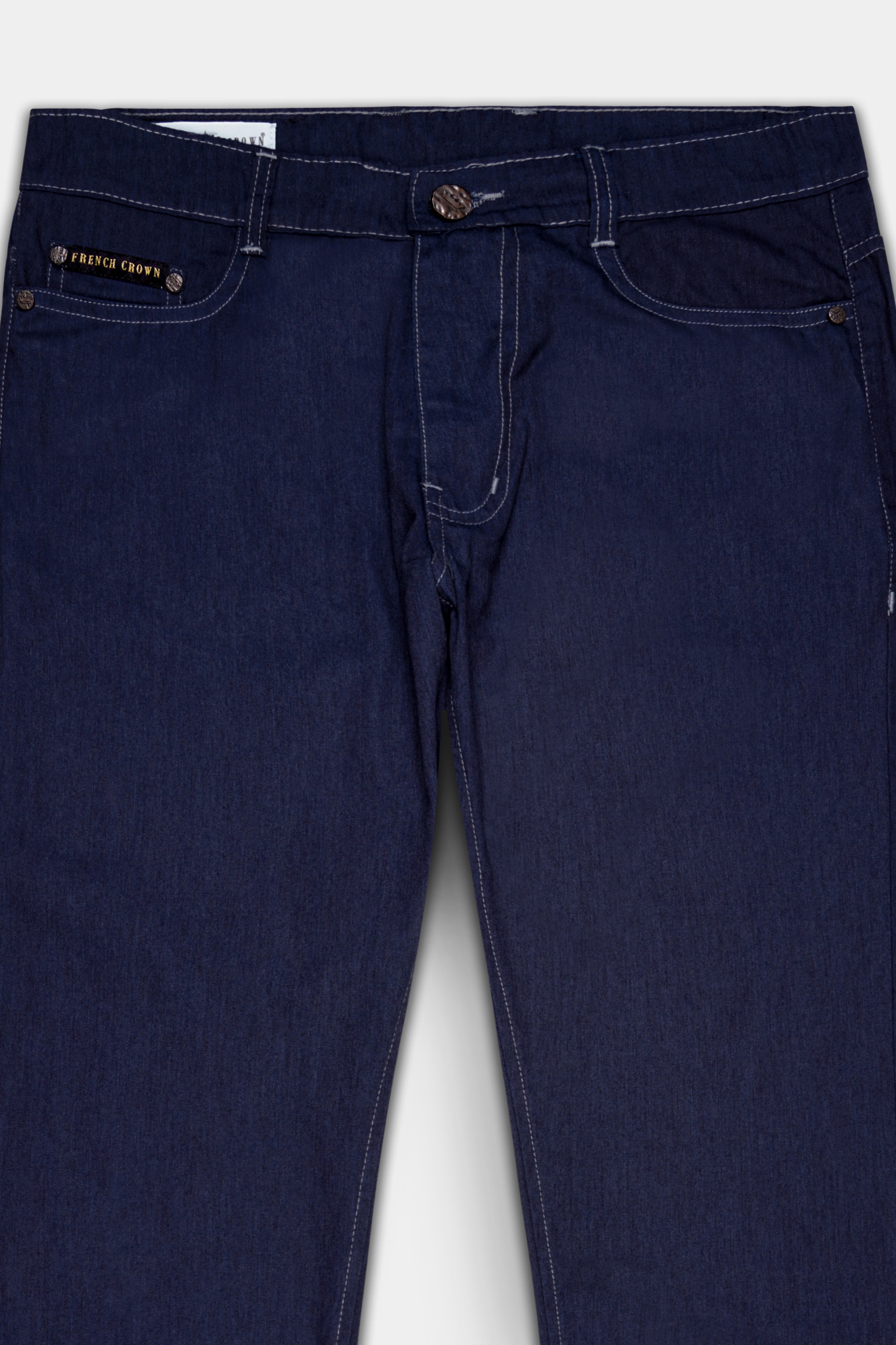 Dark Wash TUNA BLUE LIGHT WEIGHT  SLIM FIT MID-RISE CLEAN LOOK STRETCHABLE SUMMER DENIM