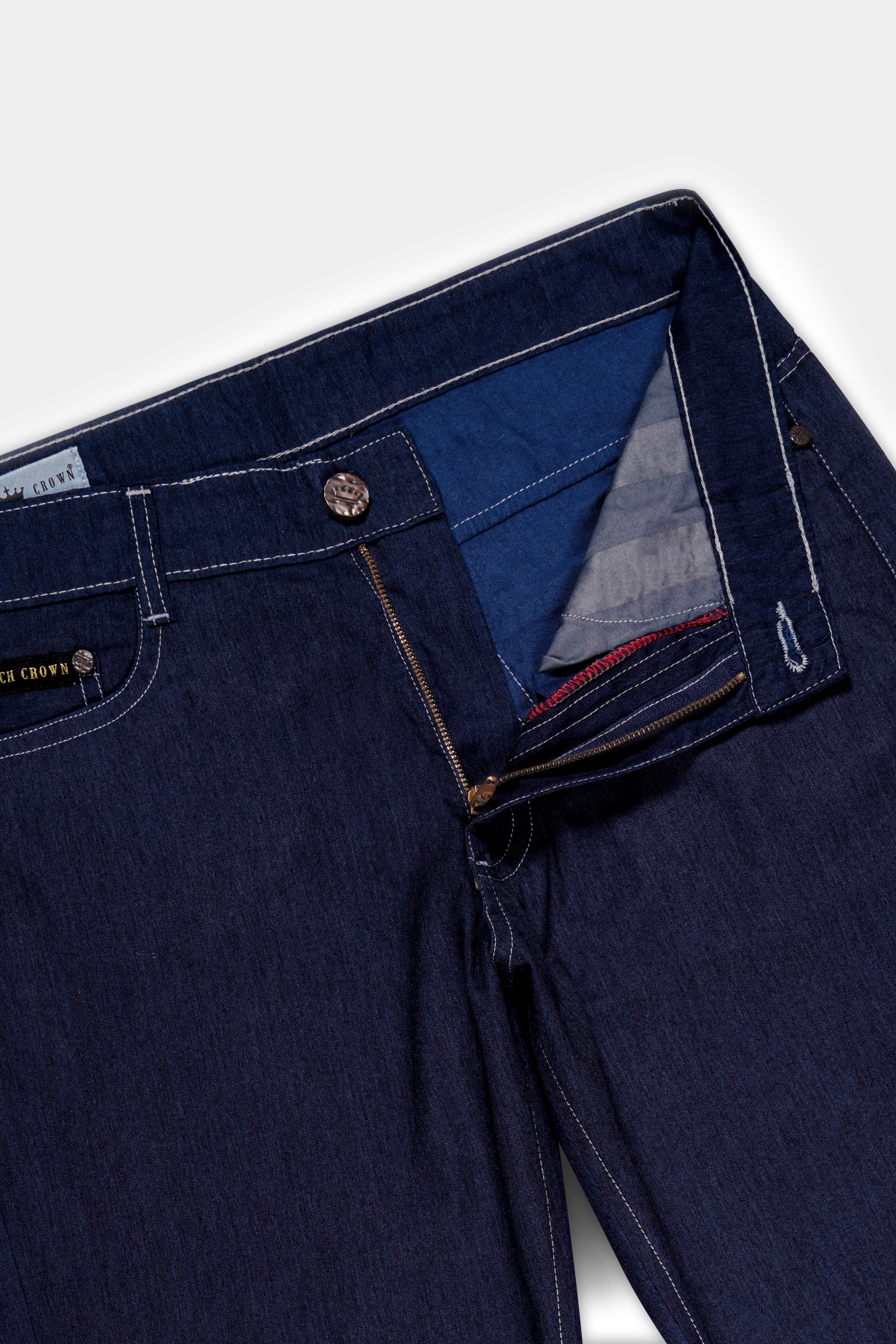 Dark Wash TUNA BLUE LIGHT WEIGHT  SLIM FIT MID-RISE CLEAN LOOK STRETCHABLE SUMMER DENIM