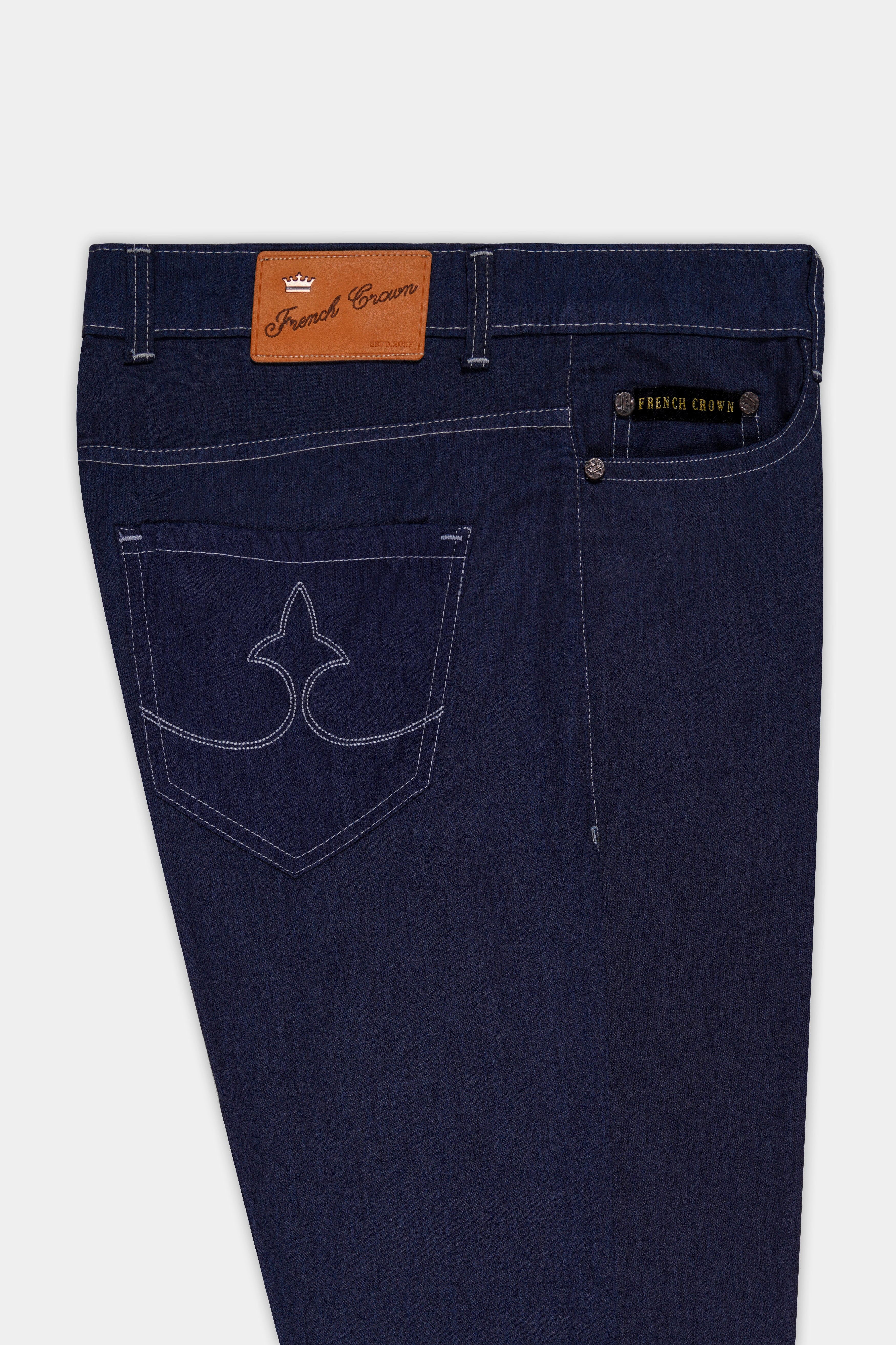 Dark Wash TUNA BLUE LIGHT WEIGHT  SLIM FIT MID-RISE CLEAN LOOK STRETCHABLE SUMMER DENIM