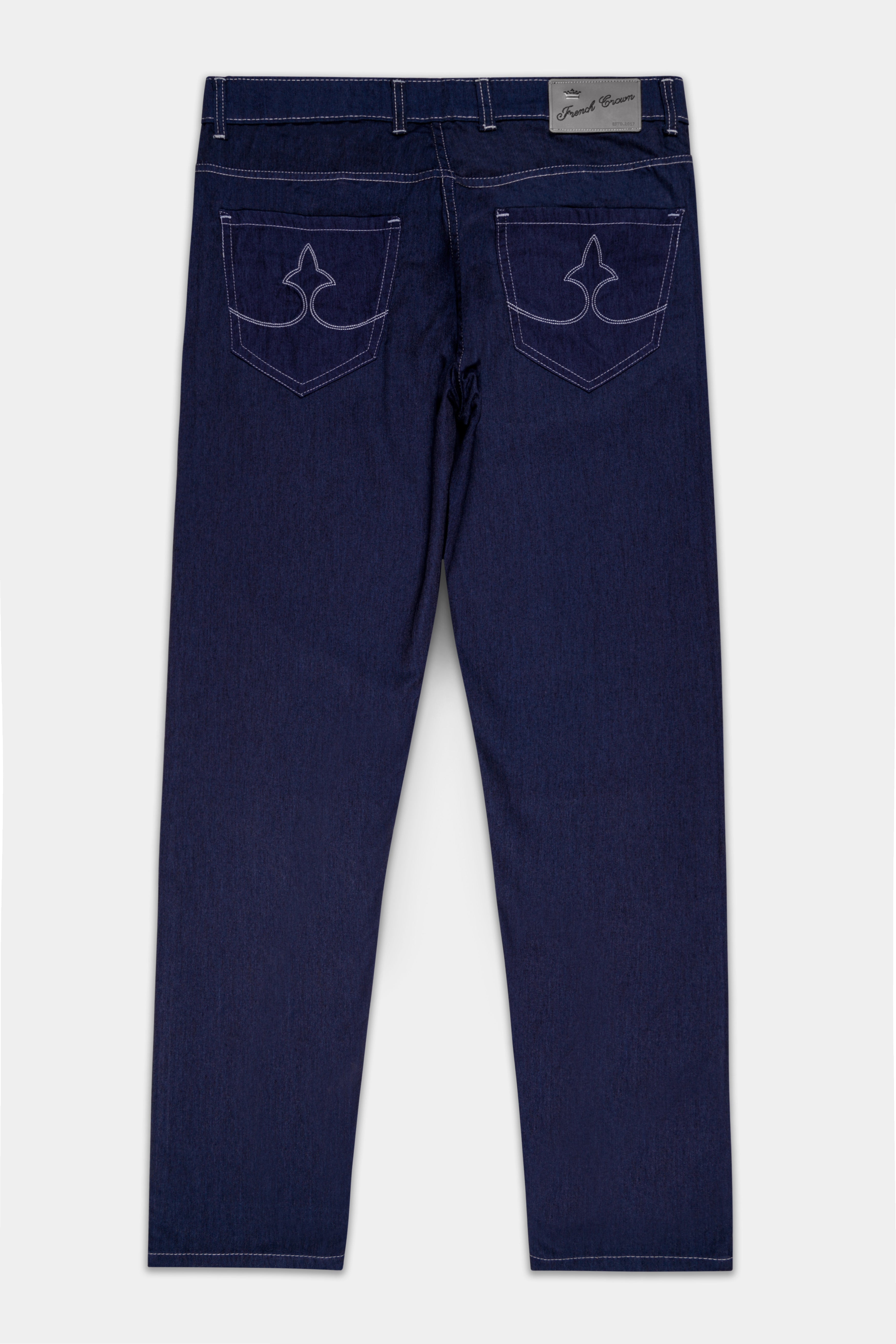 Dark Wash TUNA BLUE LIGHT WEIGHT  SLIM FIT MID-RISE CLEAN LOOK STRETCHABLE SUMMER DENIM