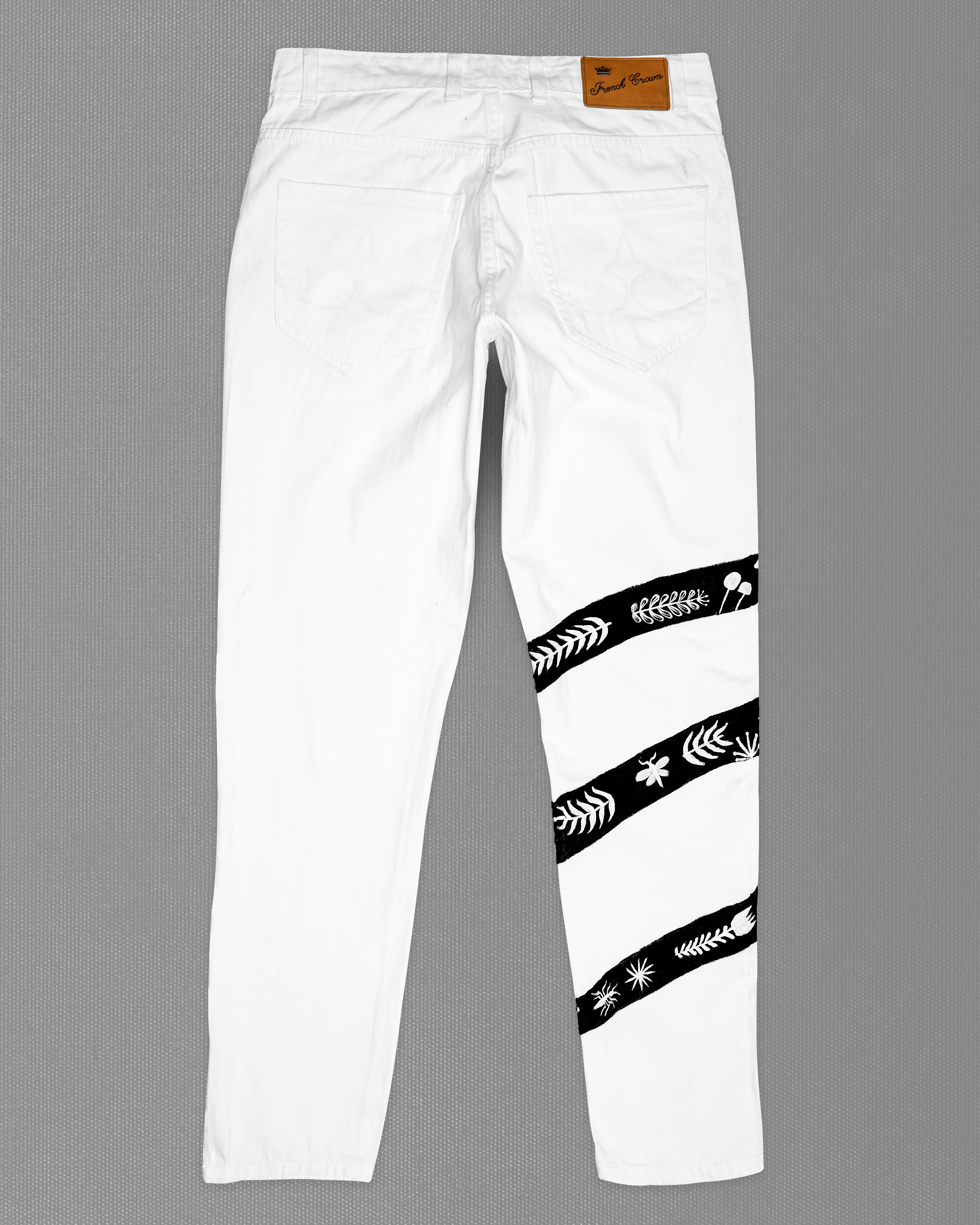 Bright White Rinse Wash Snake Hand Painted Denim J100-ART001-30, J100-ART001-32, J100-ART001-34, J100-ART001-36, J100-ART001-38, J100-ART001-40