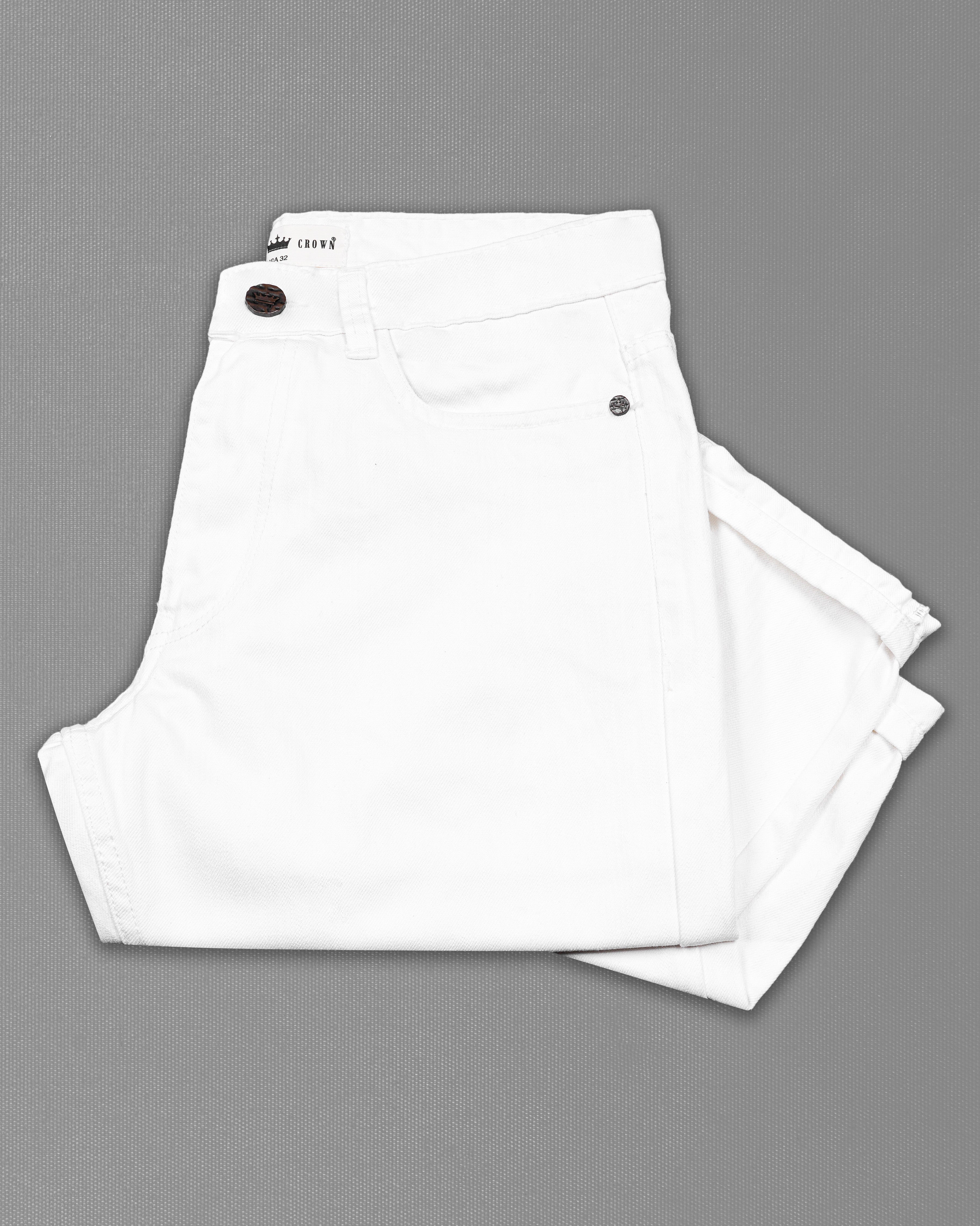 Bright White Slim Fit Mid-Rise Clean Look Denim Jeans