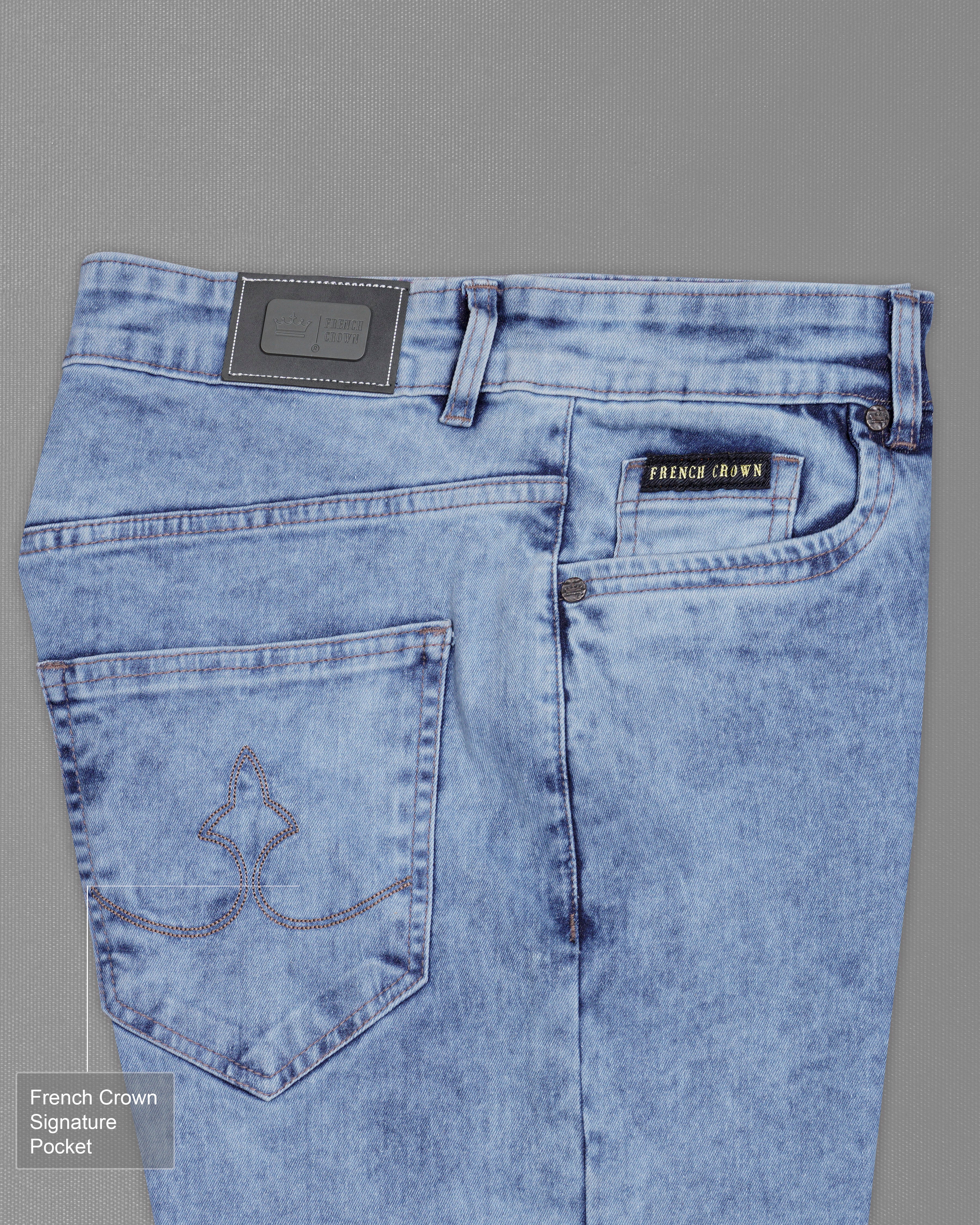 Ship Cove Blue Stone Wash Hand Painted Stretchable Denim J147-ART-30, J147-ART-32, J147-ART-34, J147-ART-36, J147-ART-38, J147-ART-40