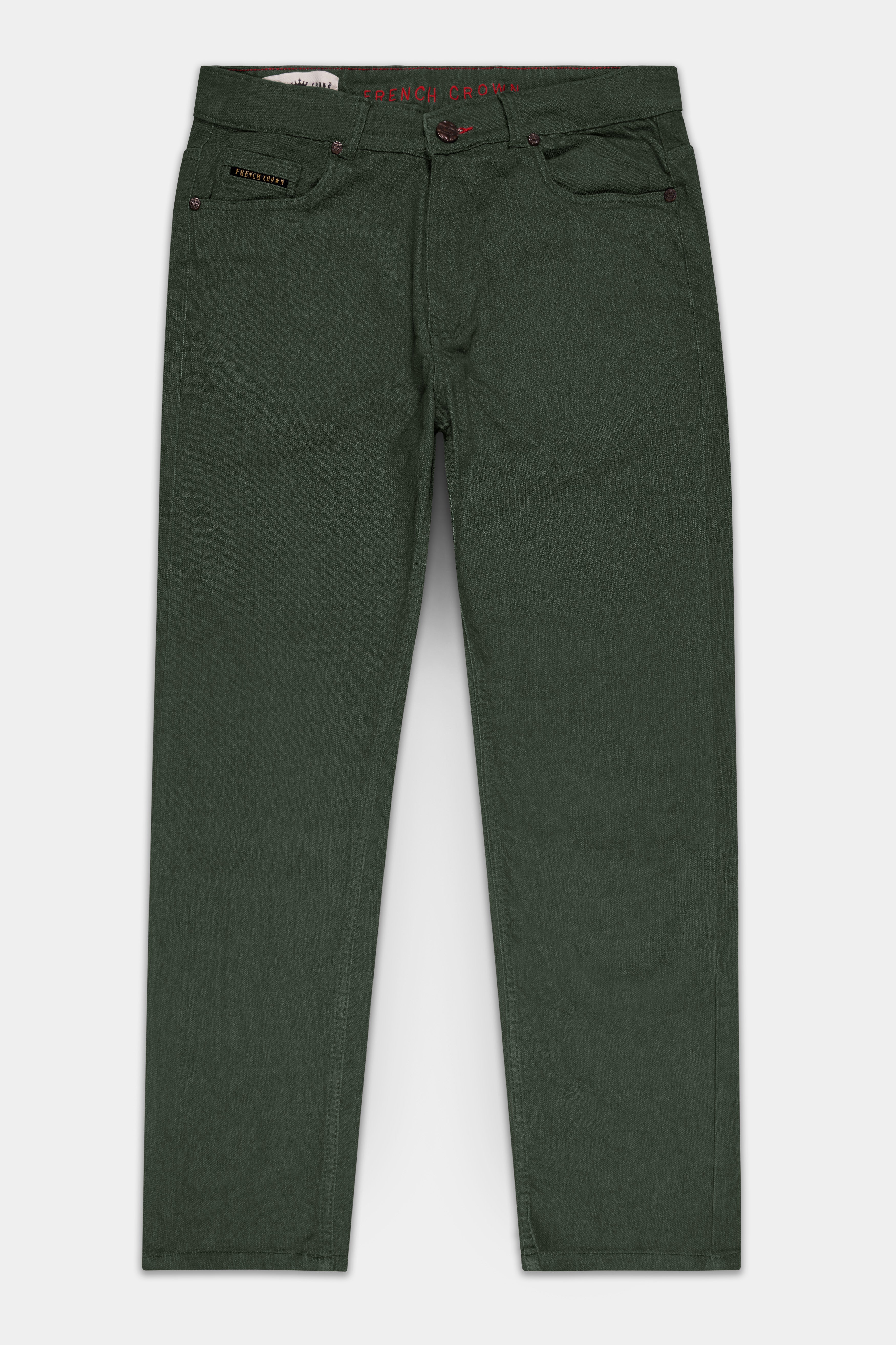 Wenge Green Rinse Wash Clean Look Stretchable Denim