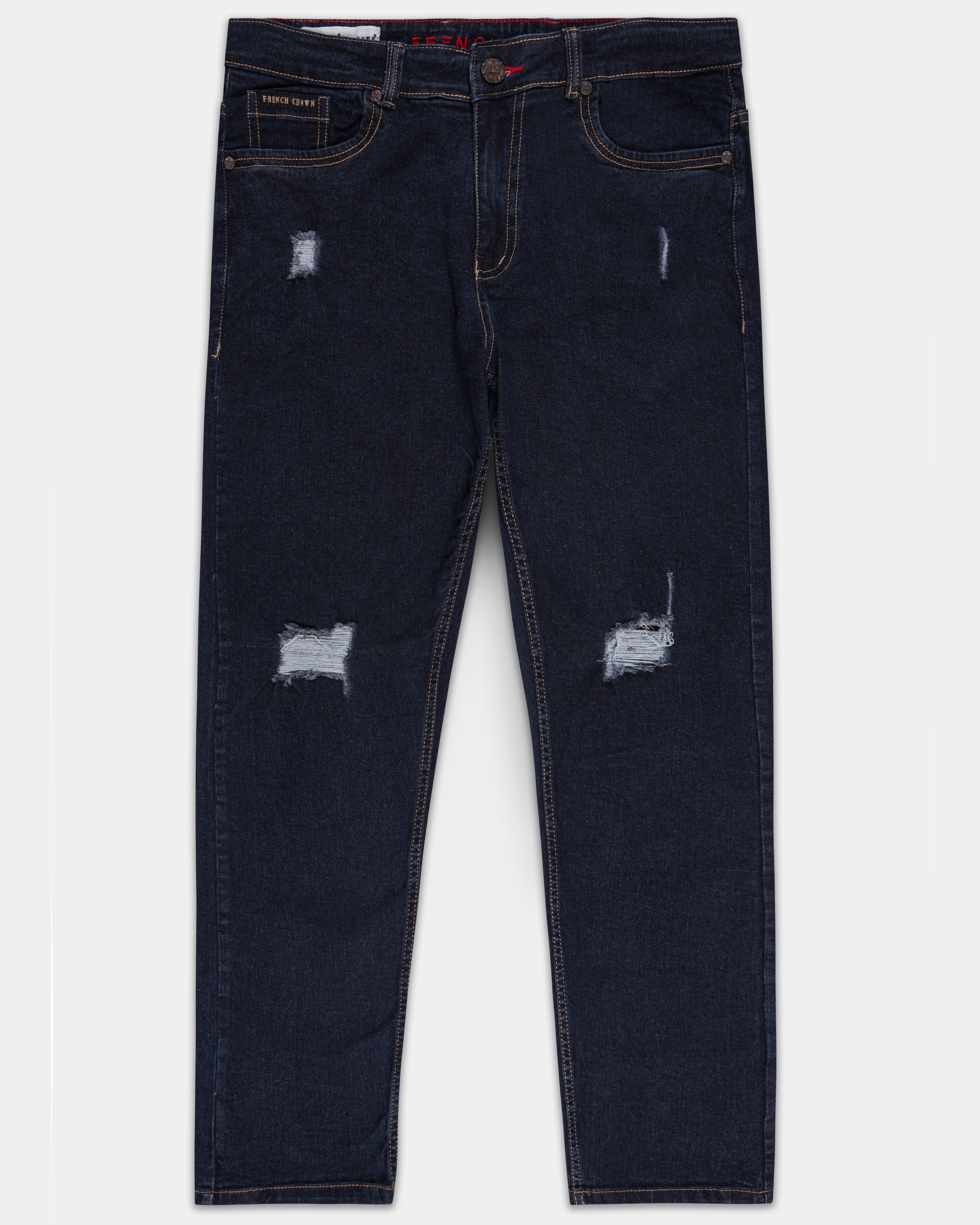 Thunder Blue Slim Fit Mid-Rise Clean Look Stretchable Denim Jeans