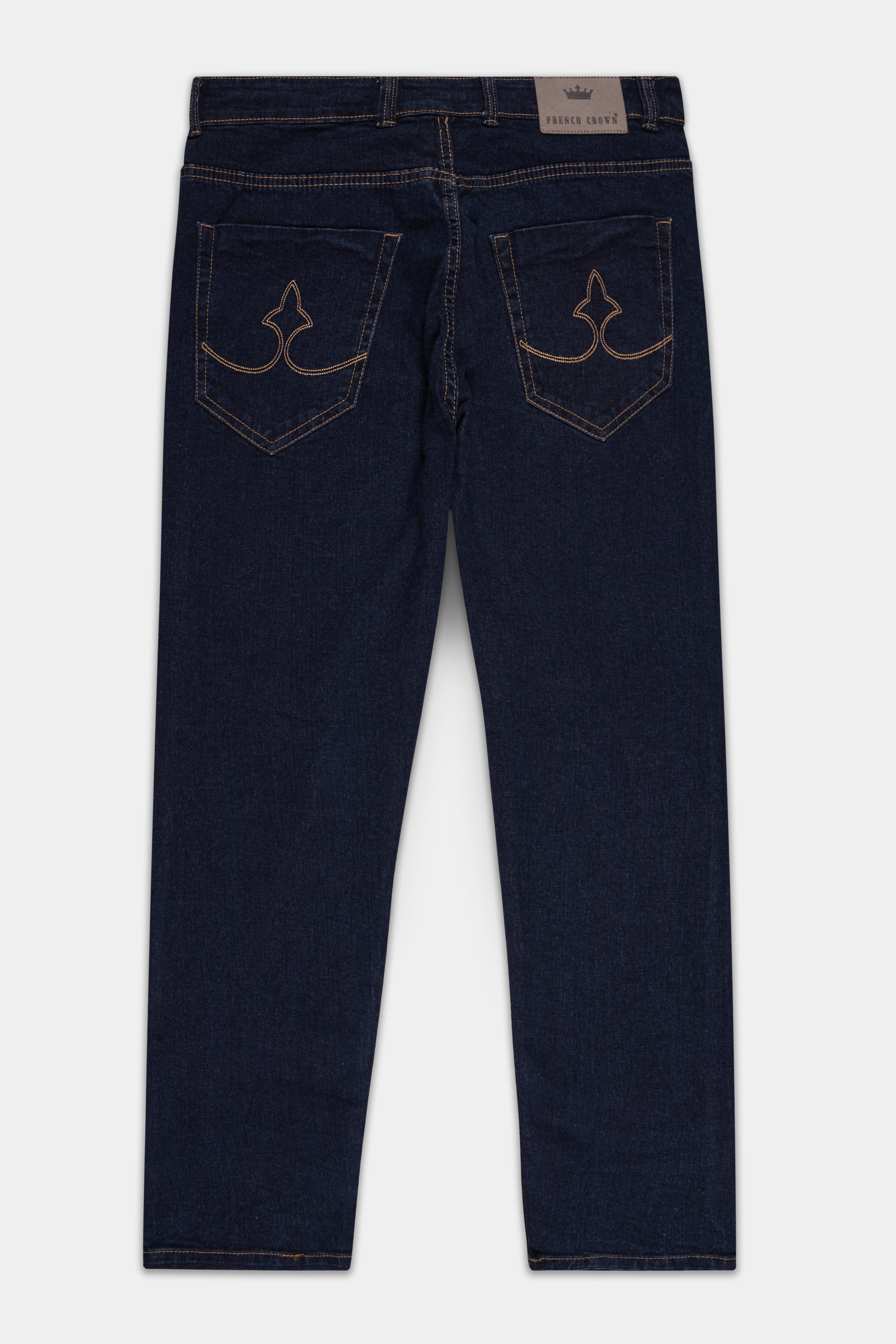 Thunder Blue Mildly Distressed Rinse Wash Stretchable Denim