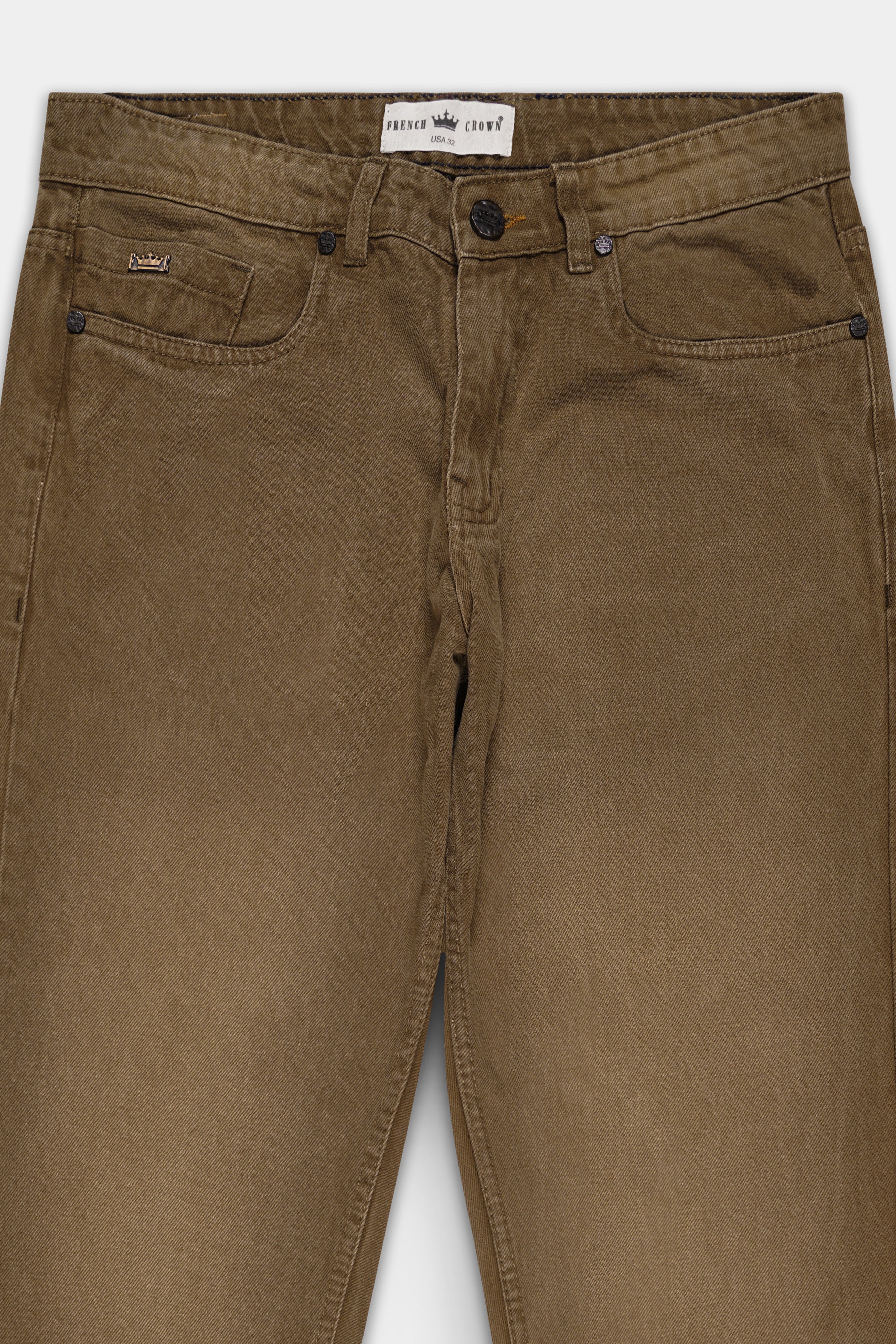 Dark Taupe Brown Rinse Denim