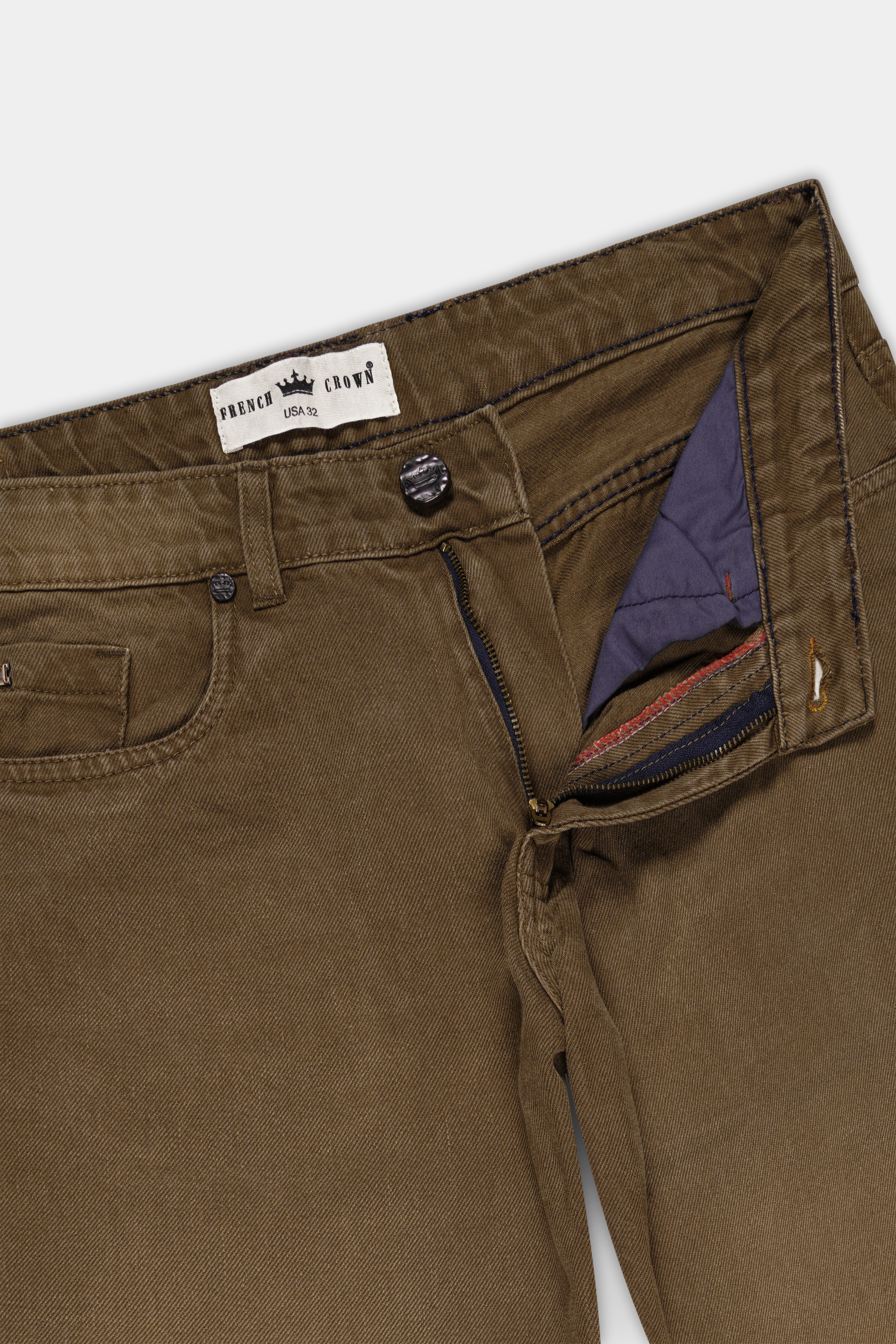 Dark Taupe Brown Rinse Denim