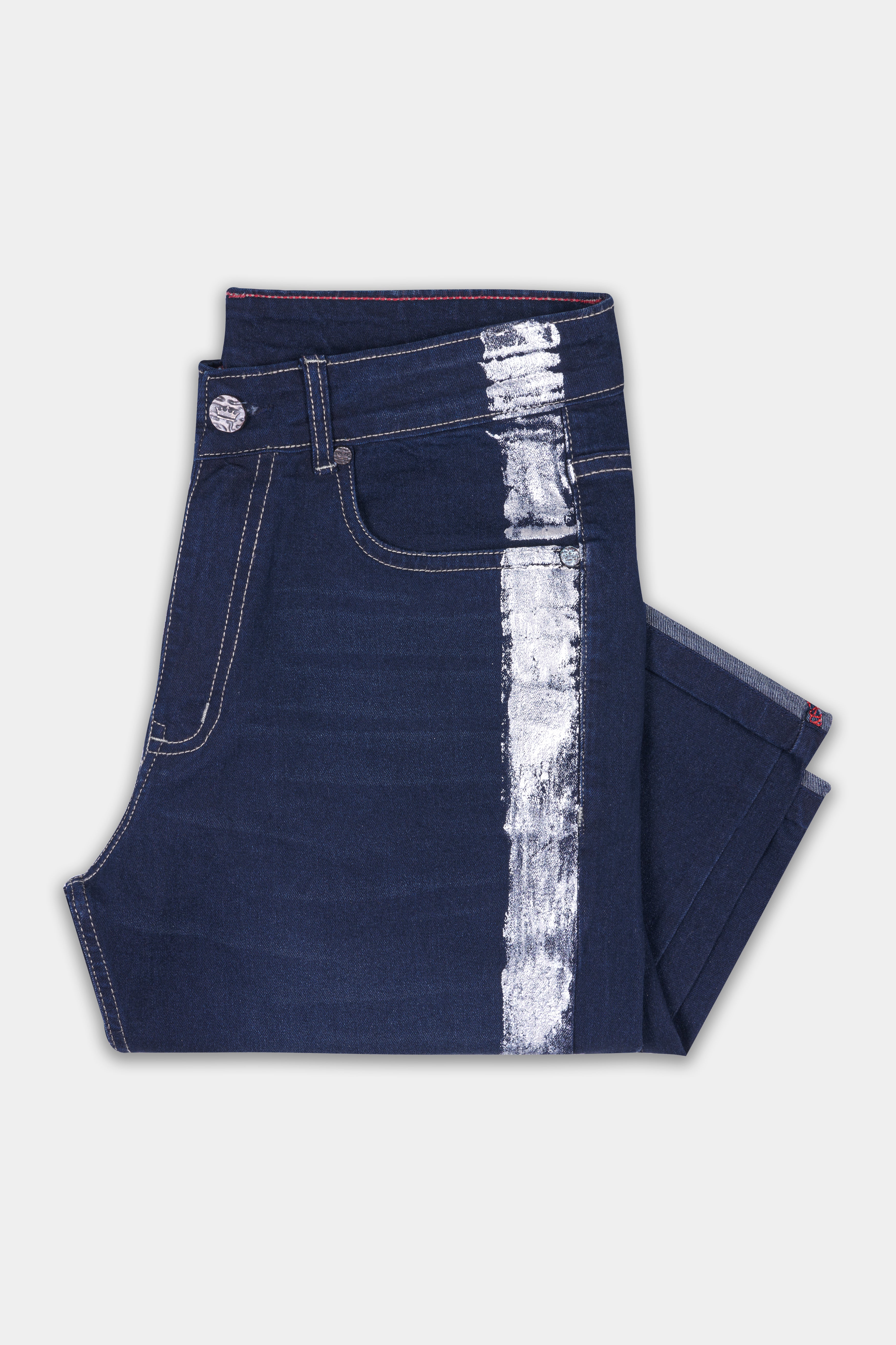 Ebony Clay Blue Whiskering Wash Hand Painted Stretchable Denim J182-ART-30, J182-ART-32, J182-ART-34, J182-ART-36, J182-ART-38, J182-ART-40