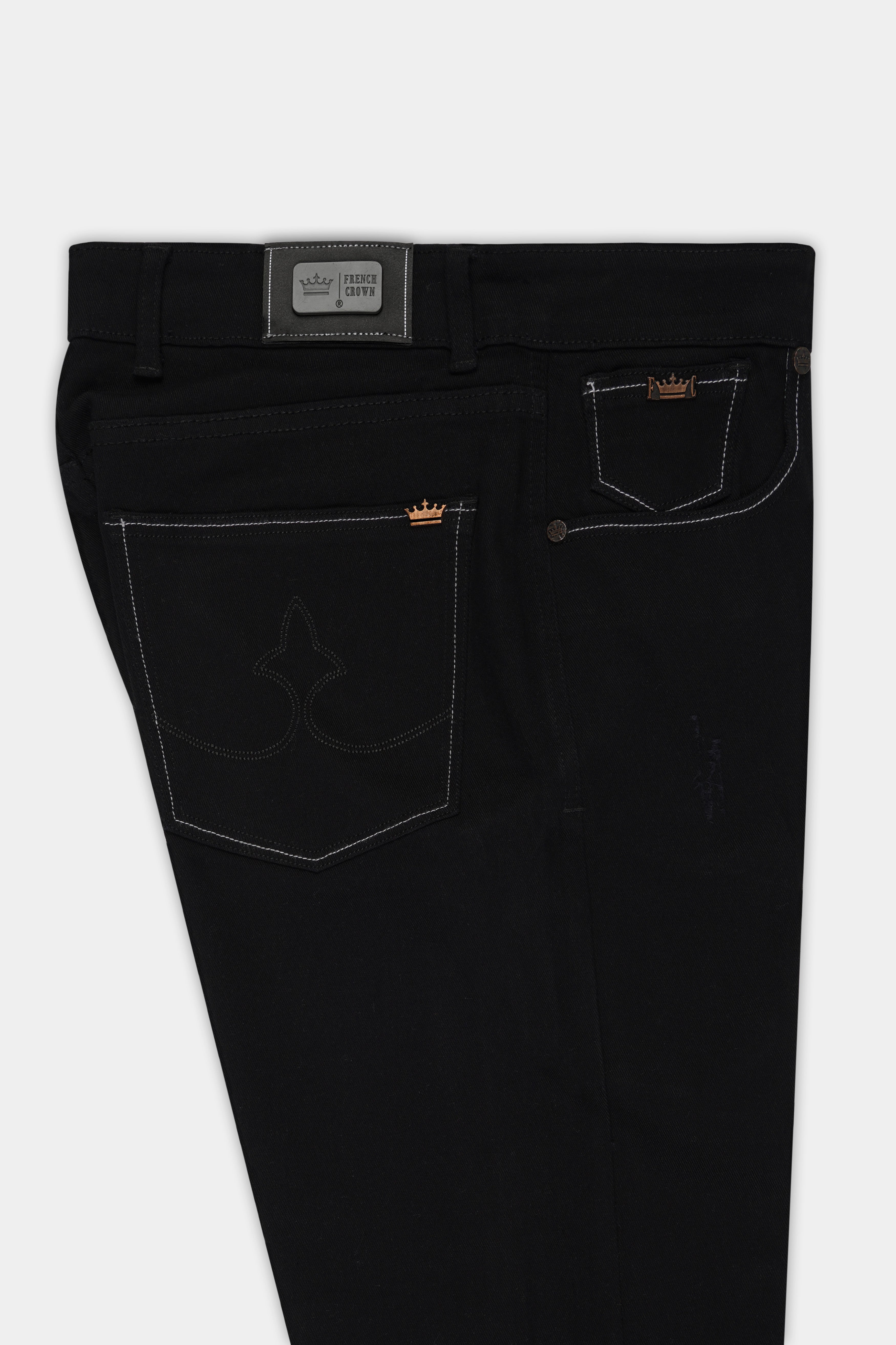 Jade Black Doodle Patch Stretchable Denim