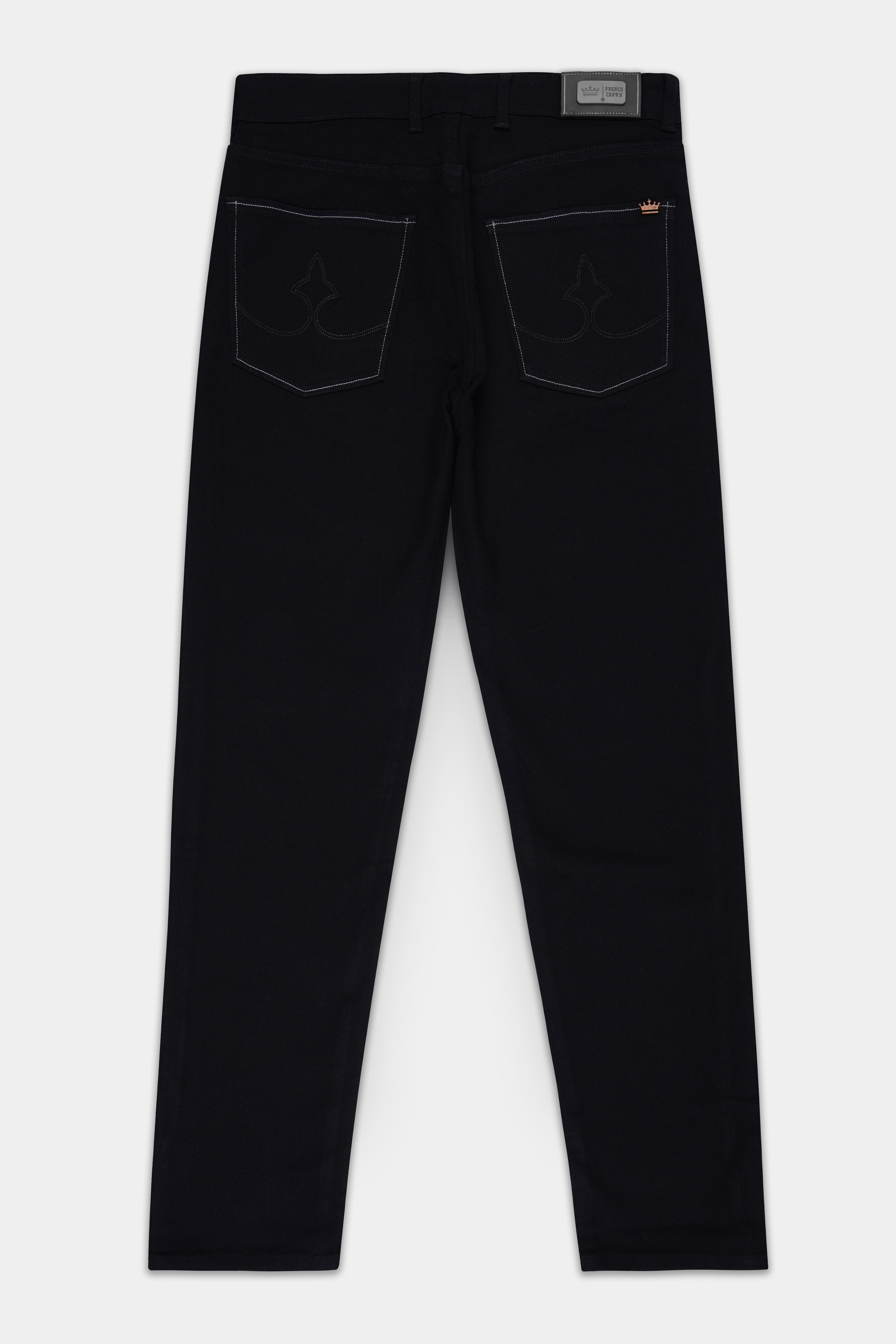 Jade Black Doodle Patch Stretchable Denim