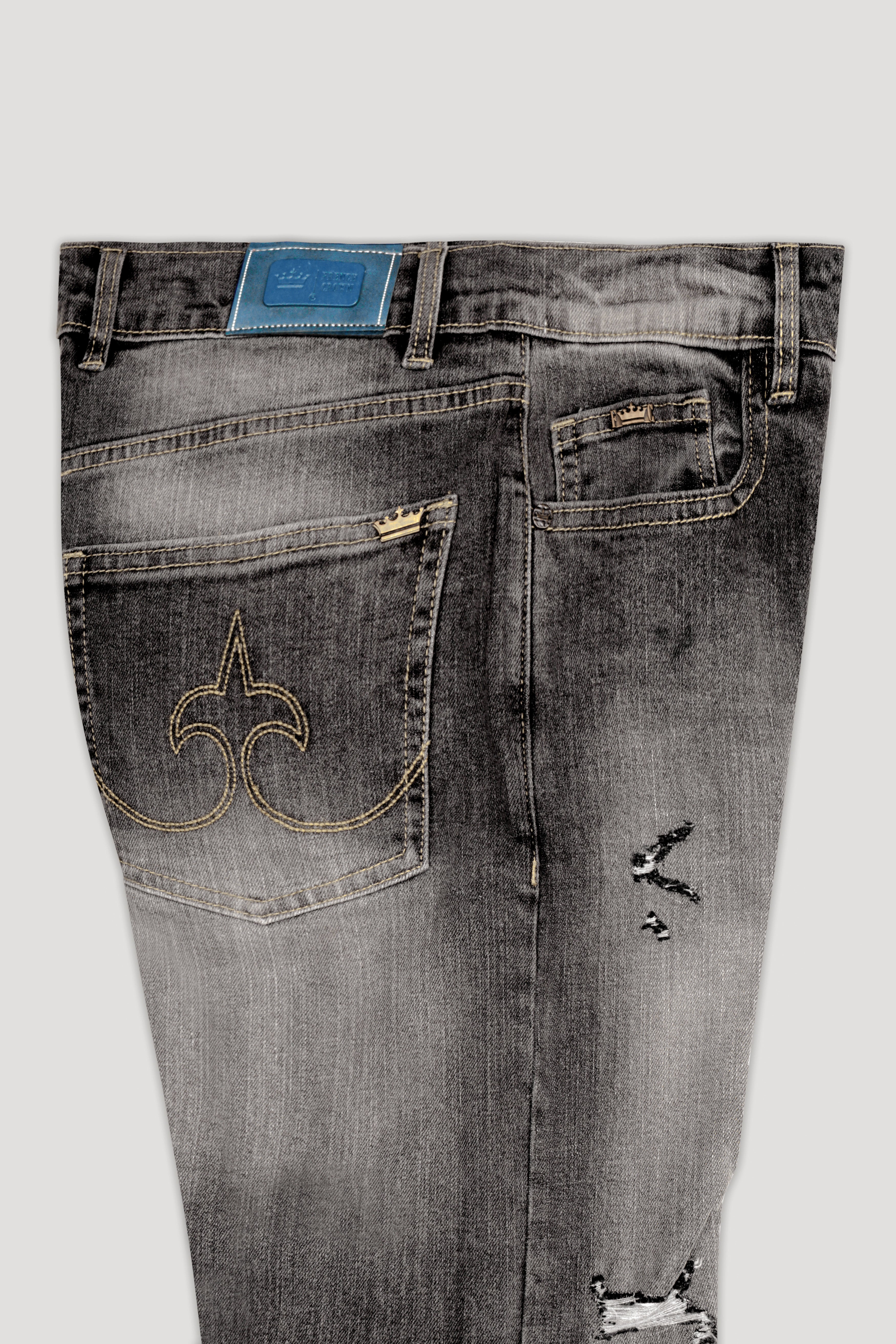 Wenge Gray Stone Washed Textured Stretchable Denim