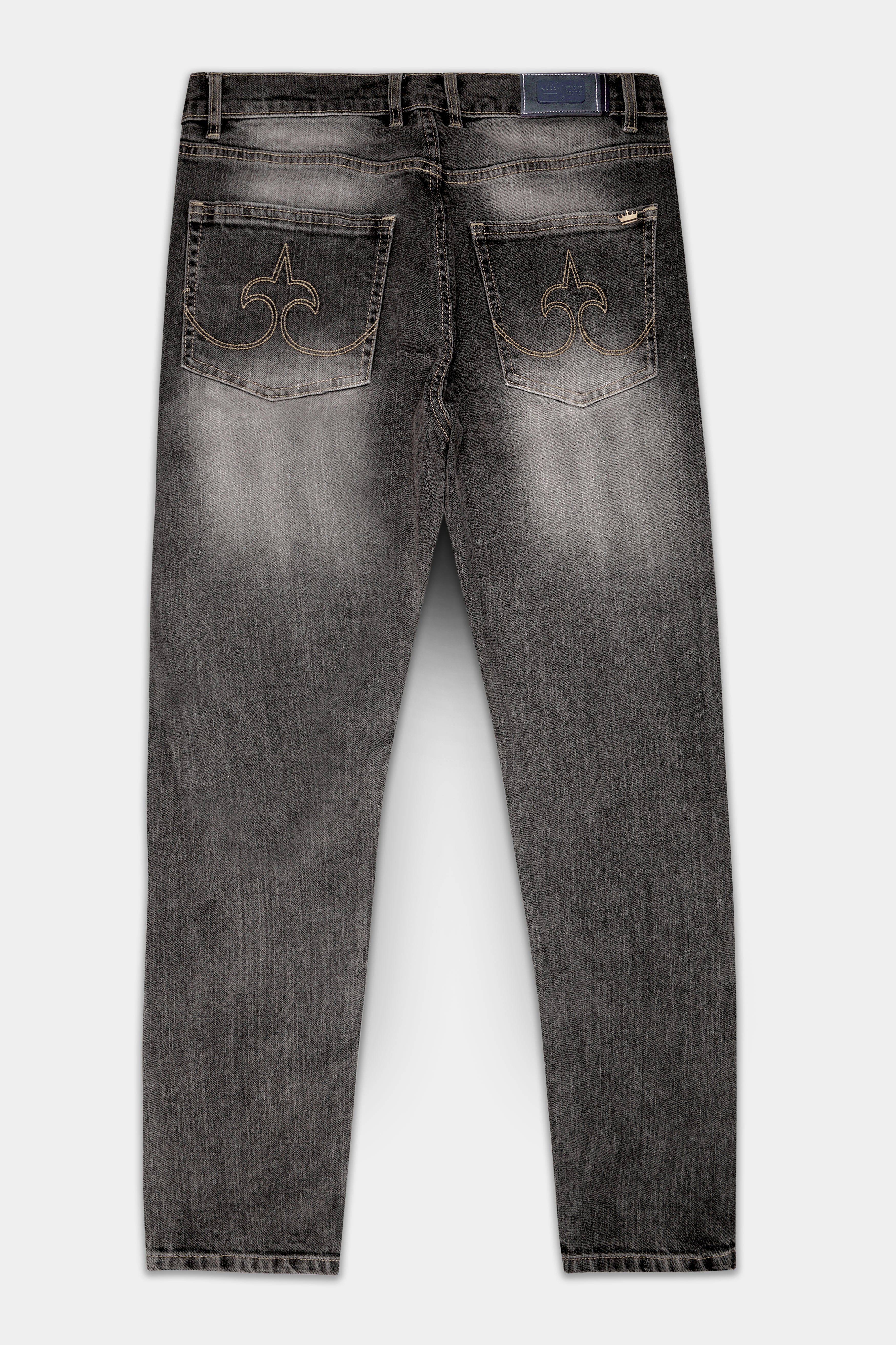 Wenge Gray Stone Washed Textured Stretchable Denim