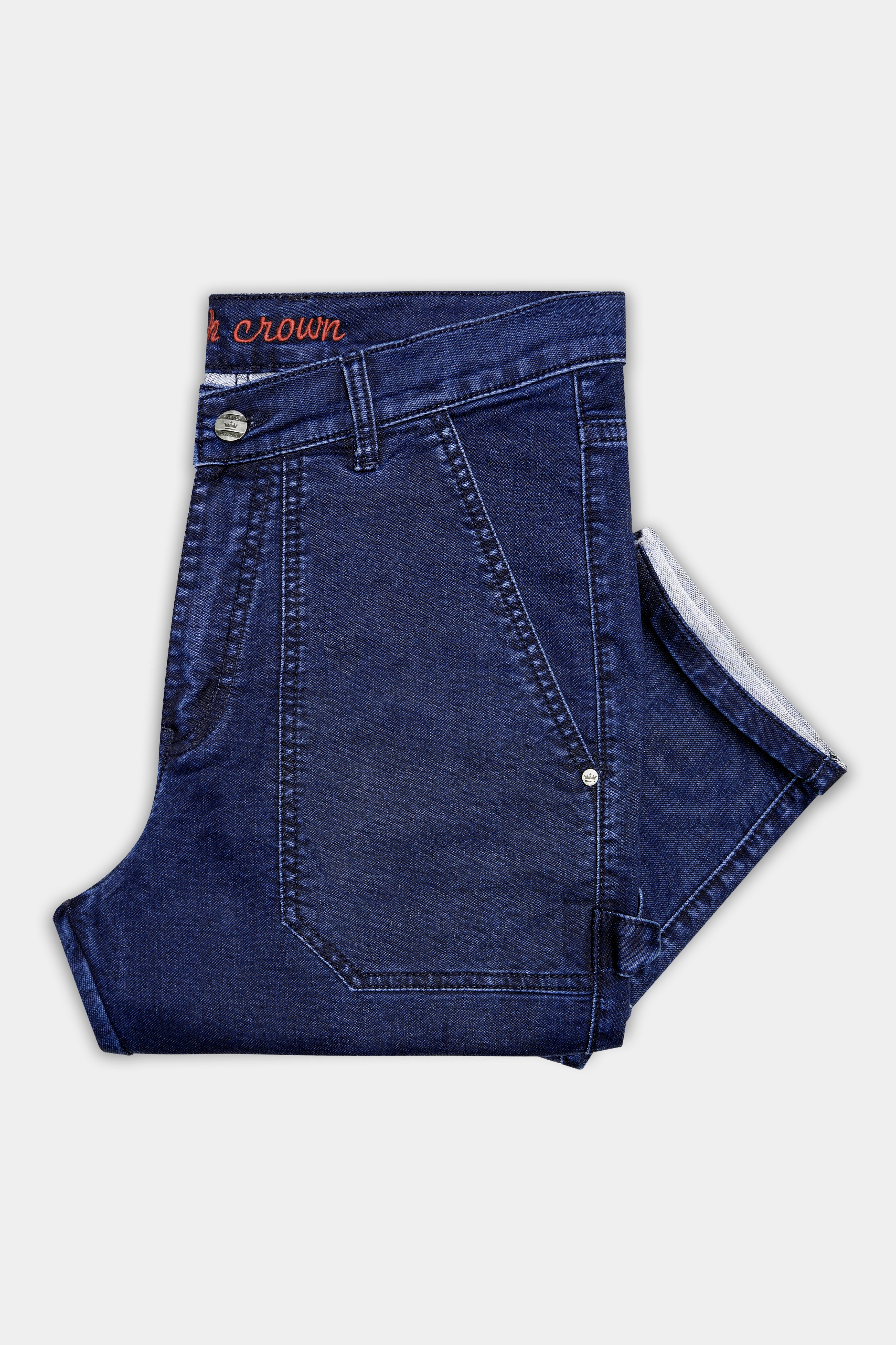 Berry Blue Regular Fit Mid-Rise Clean Look Denim Jeans